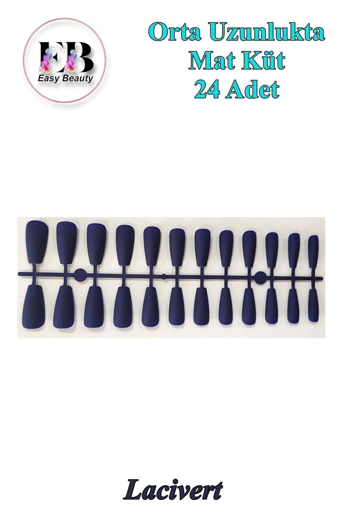 24 تیکه رنگارنگ میخ های تقلبی بلوت متوسط ​​بلند 3 ناحیه چسب 6 ناحیه چسب ست هدیه 1135 Easy Beauty