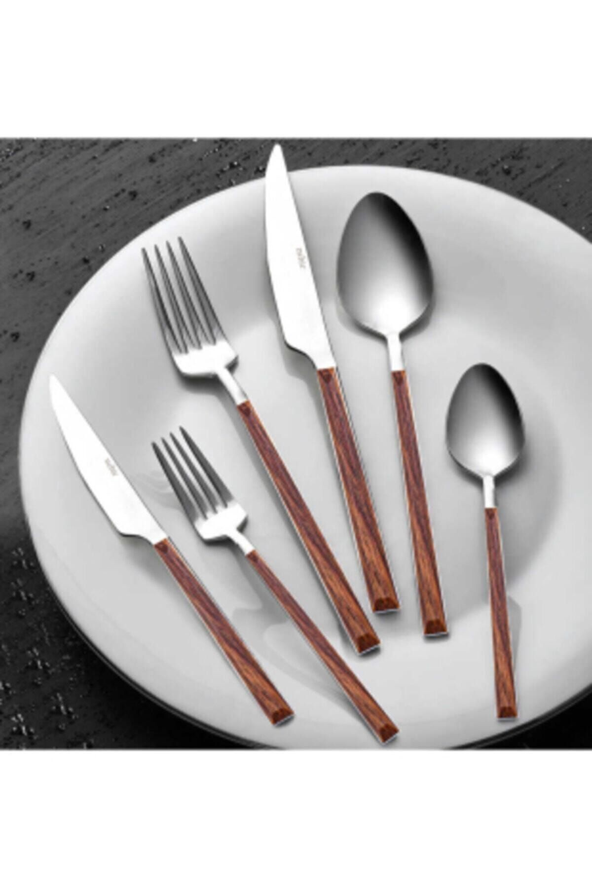 Nehir Vintage Bambu Plastik Saplı 36 Parça Çatal Kaşık Bıçak Takımı