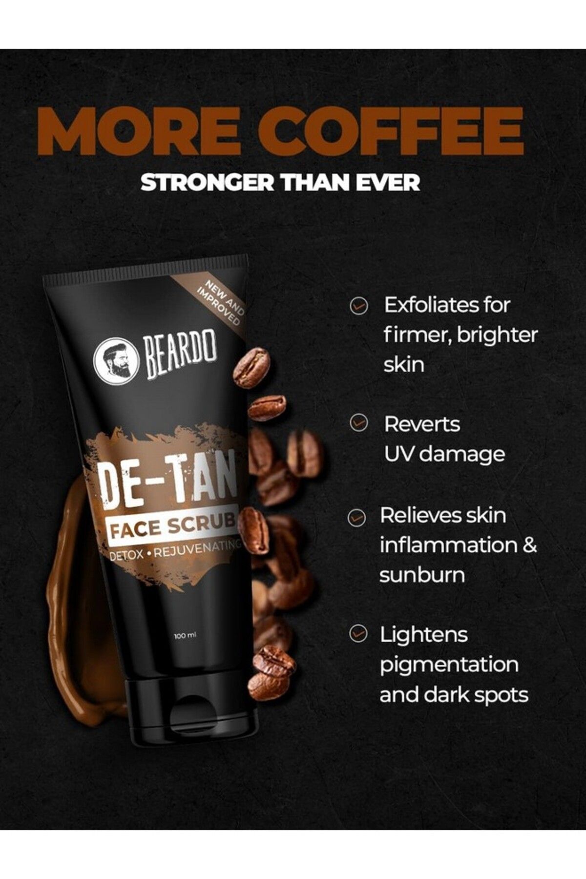 BEARDO-DeTan Face Scrub for Men Improved Version (100 g) 4