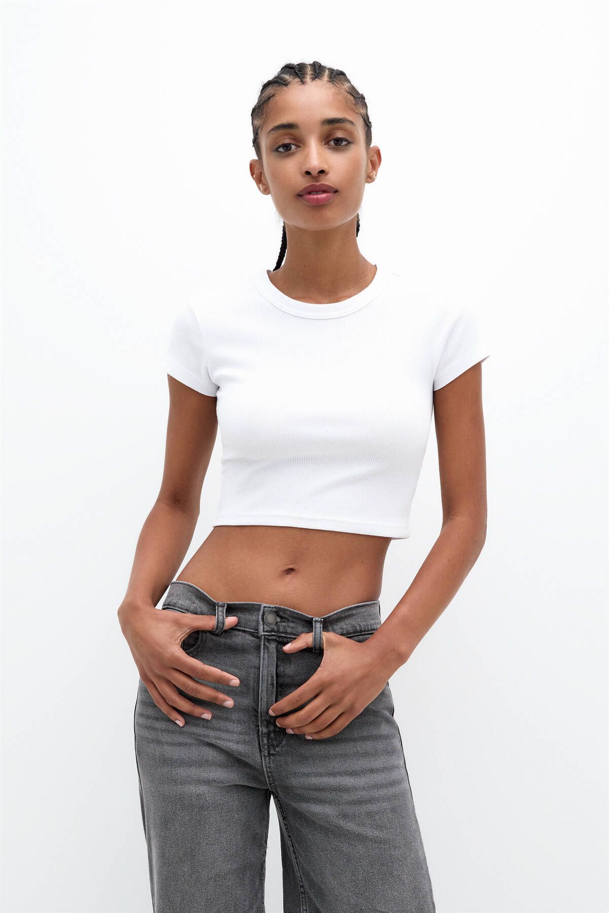 Pull Bear Fitilli Crop T shirt Fiyat Yorumlar Trendyol
