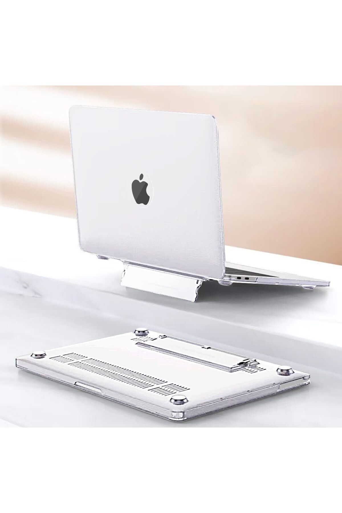 Macbook Pro 13 M1-m2 Çip A2251-a2289-a2338-a2159 Uyumlu Standlı Şeffaf İz Bırakmayan Koruyucu Kapak 4