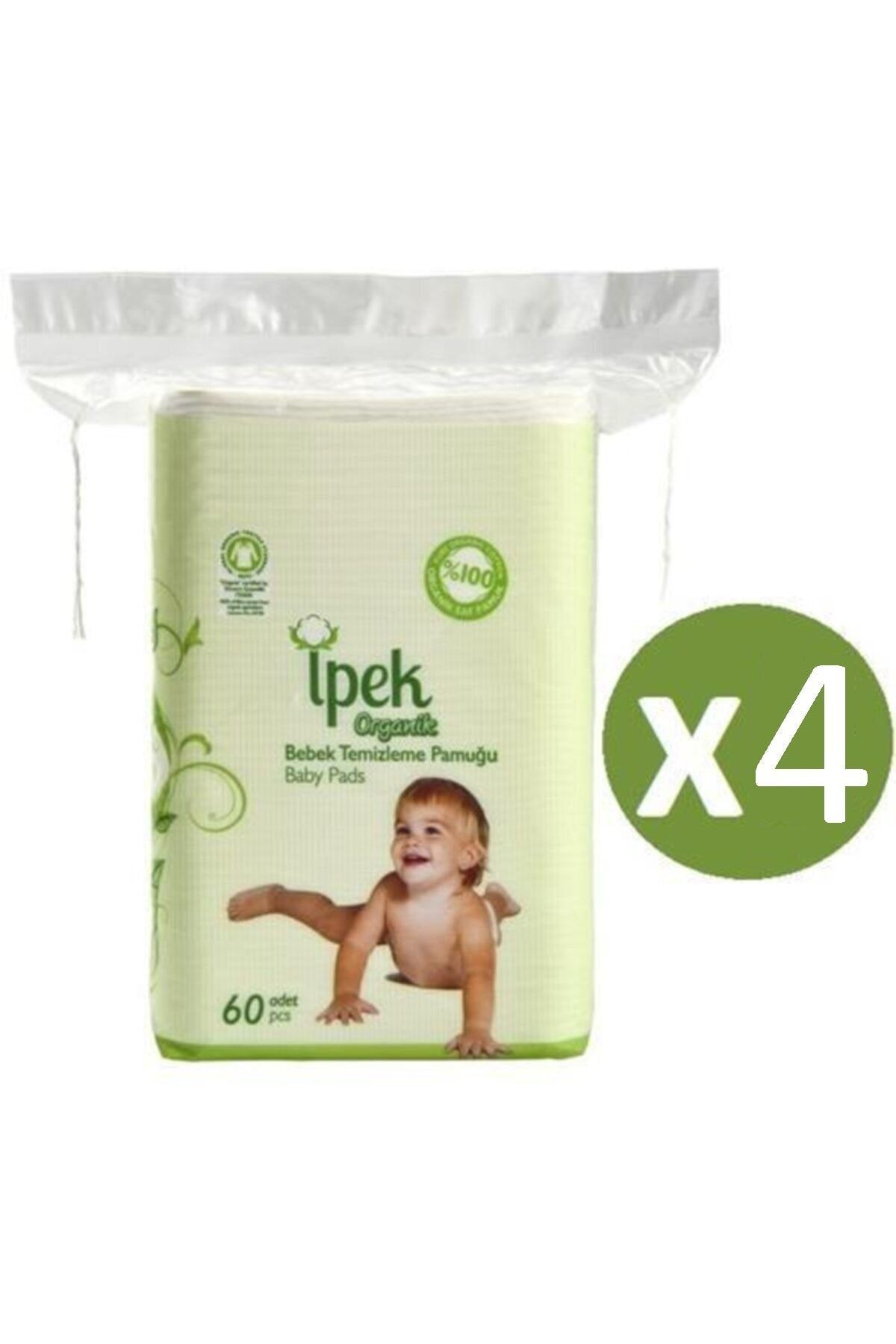 İpek Organik Pamuk Bebek Temizleme Pamuğu 60'lı X 4 Adet