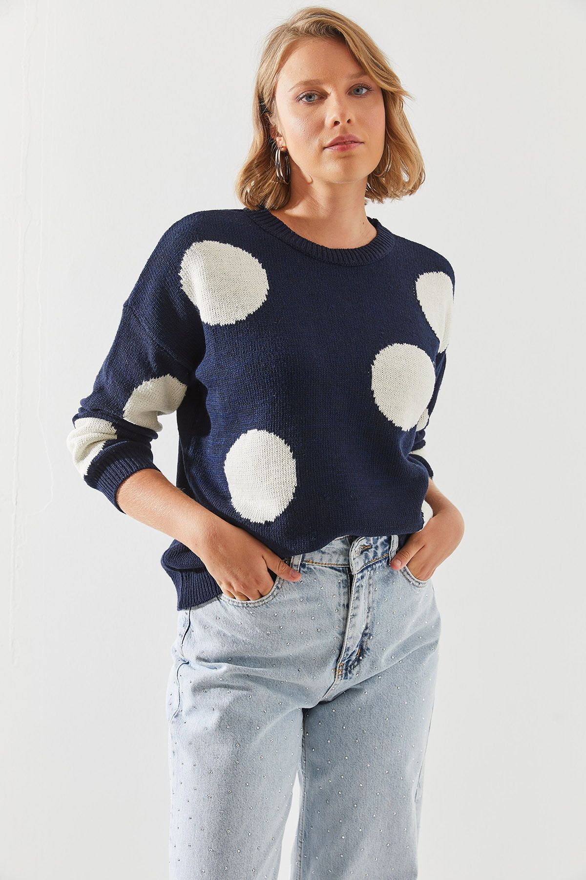 Bianco Lucci-Gepunkteter Strickpullover für Damen - 20246212 3