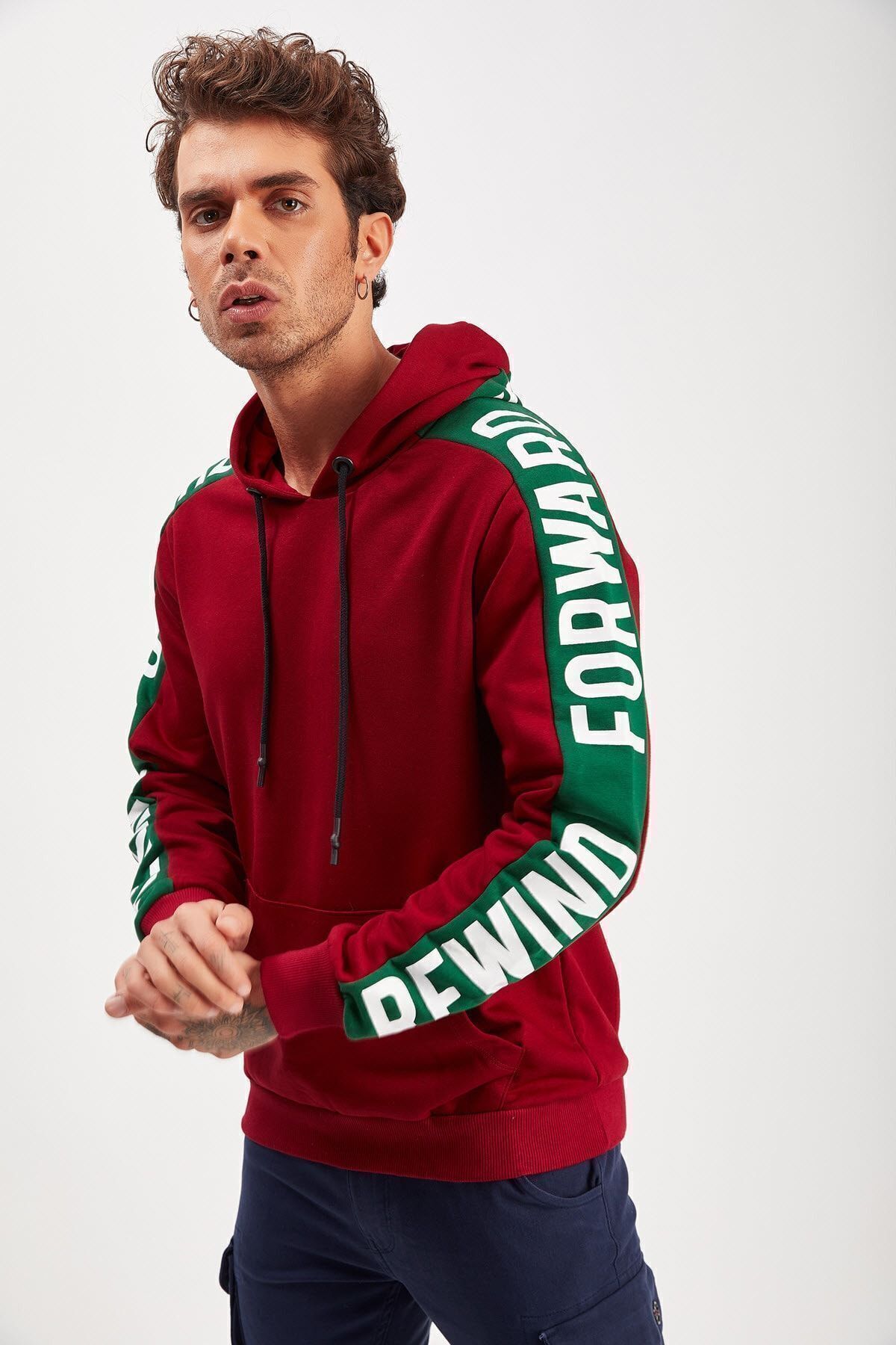 Bordo-Nefti Kapüşonlu Sweatshirt | ME19W224620