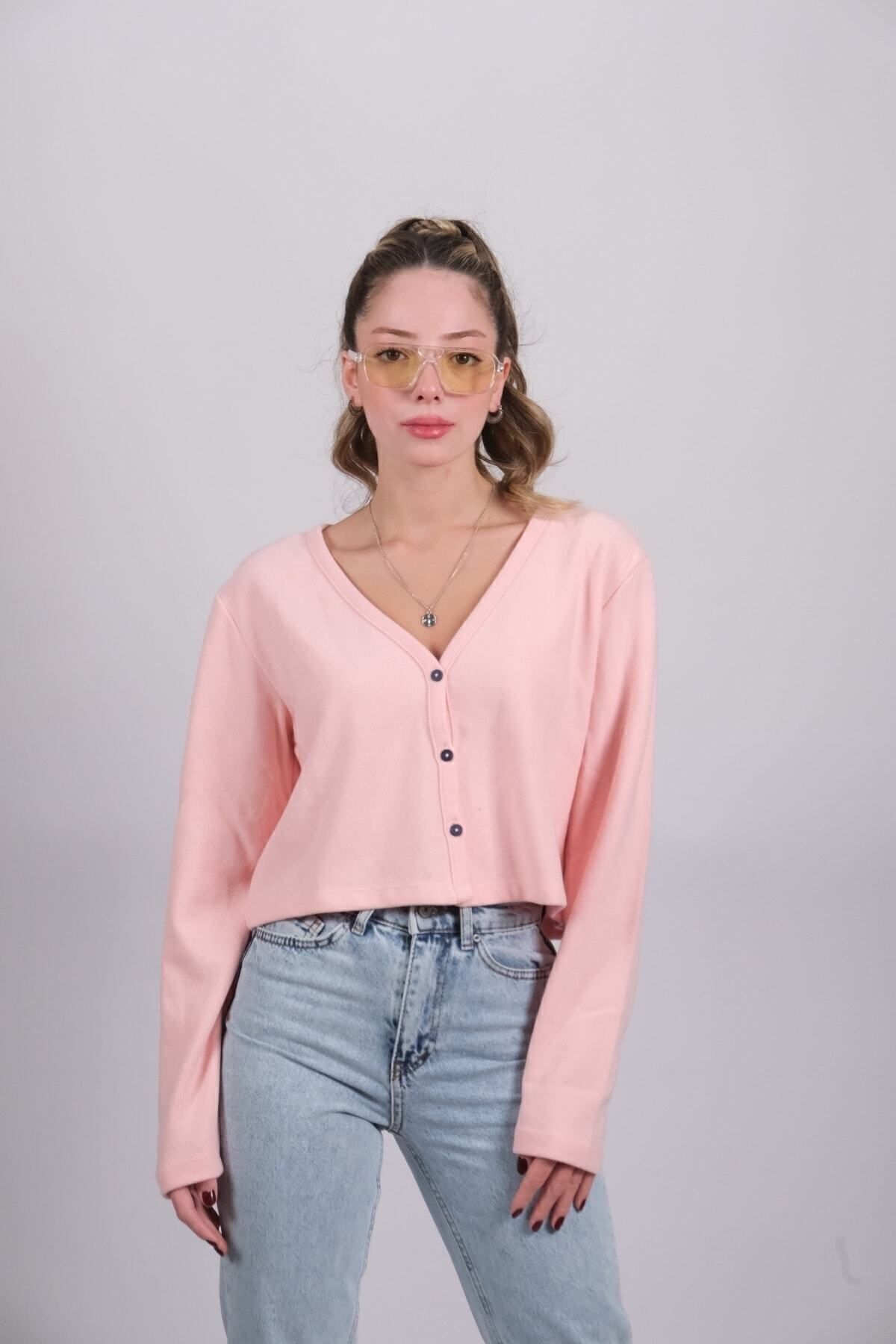 Toptan | Pudra Selanik V Yaka Kadın Hırka| Mk22s275710-5710