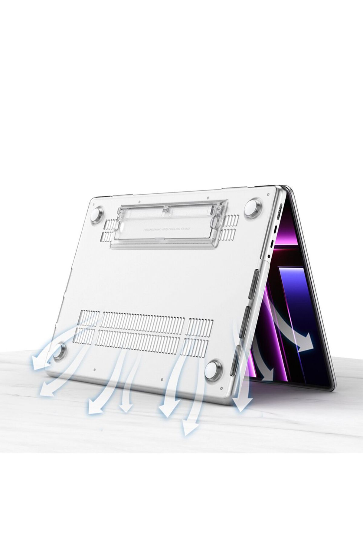 Macbook Pro 13 M1-m2 Çip A2251-a2289-a2338-a2159 Uyumlu Standlı Şeffaf İz Bırakmayan Koruyucu Kapak 7
