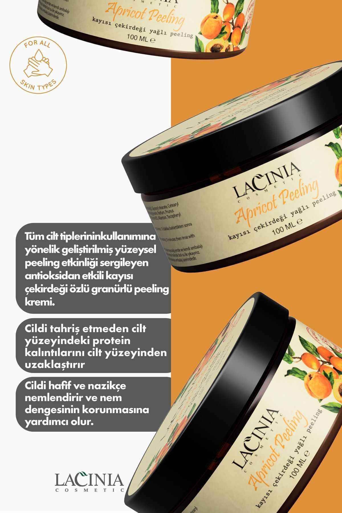 لایه بردار هسته زردآلو 100 میلی لیتر Lacinia