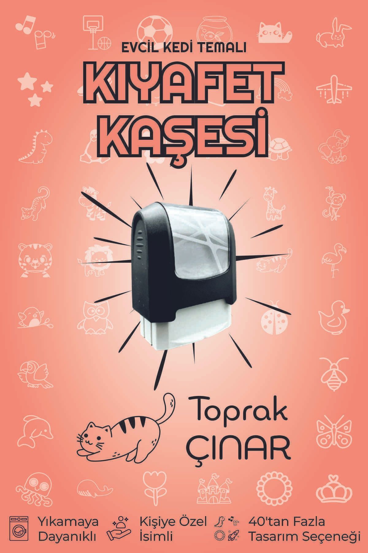 Basamak Evcil Kedi Figürlü İsimli Öğrenci Kıyafet Kaşesi