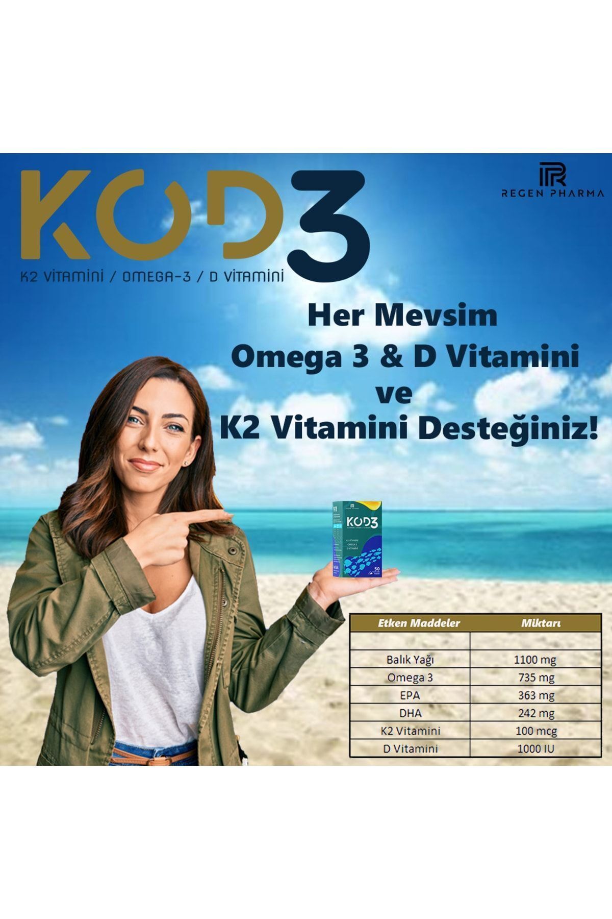 Regen Pharma-Code3 K2 - T.E.G. Containing Omega3 and Vitamin D 2