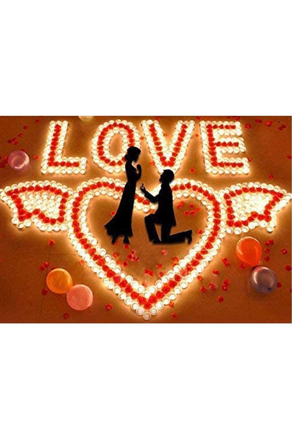 BEST PARTİ-100 Red Heart Candles + 2 Packs of 100 Gr. Dry Rose Petals 4
