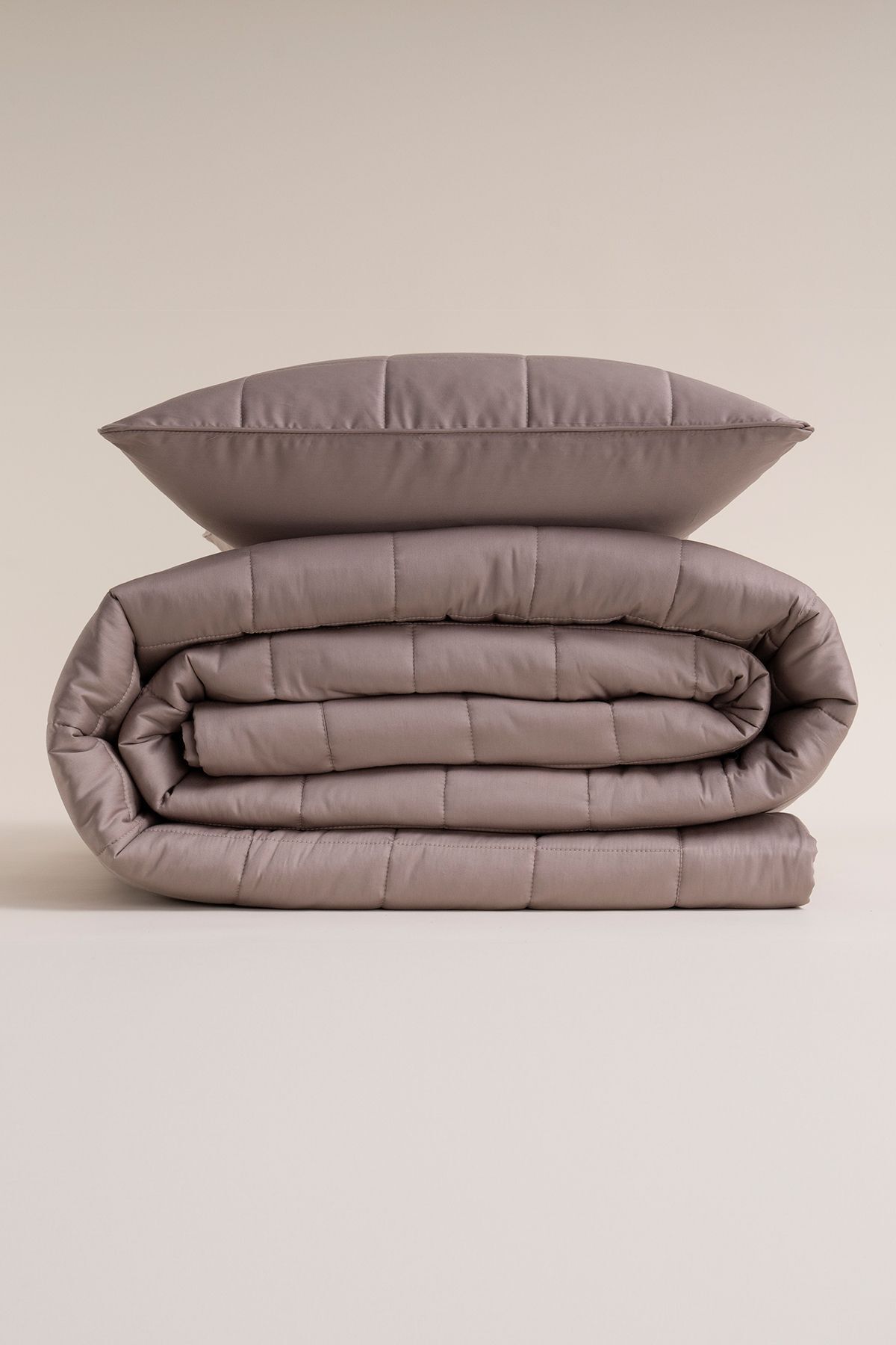 Penelope-Stone Color 100% Cotton Satin Bedspread - 300X280 cm Lia Series 8