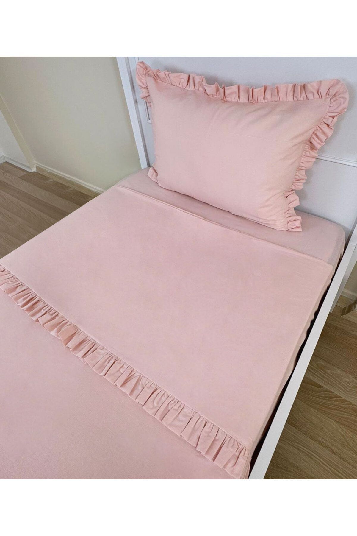 PAMUKA-Baby Pink Single Frilly Duvet Cover Set 4
