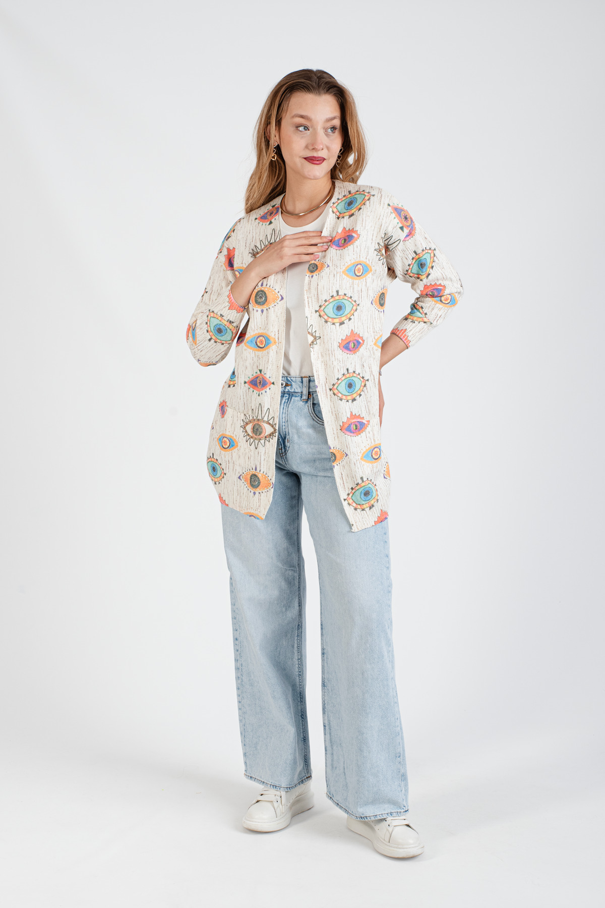 HatunAtila Patterned Long Knitwear Cardigan - 5000-7