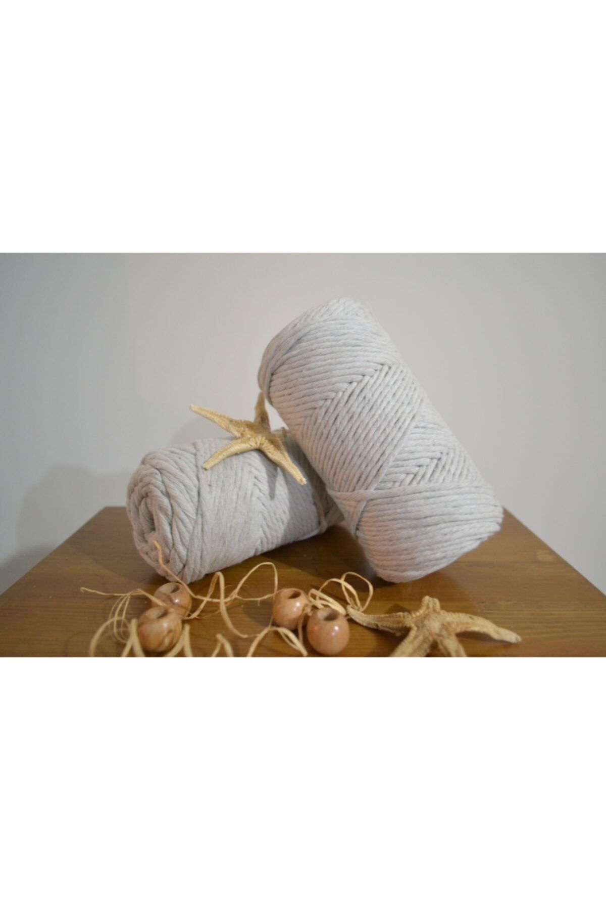 CAN DENİZ ART-3mm Light Gray Single Twist Scannable Macrame Thread 250gr 2