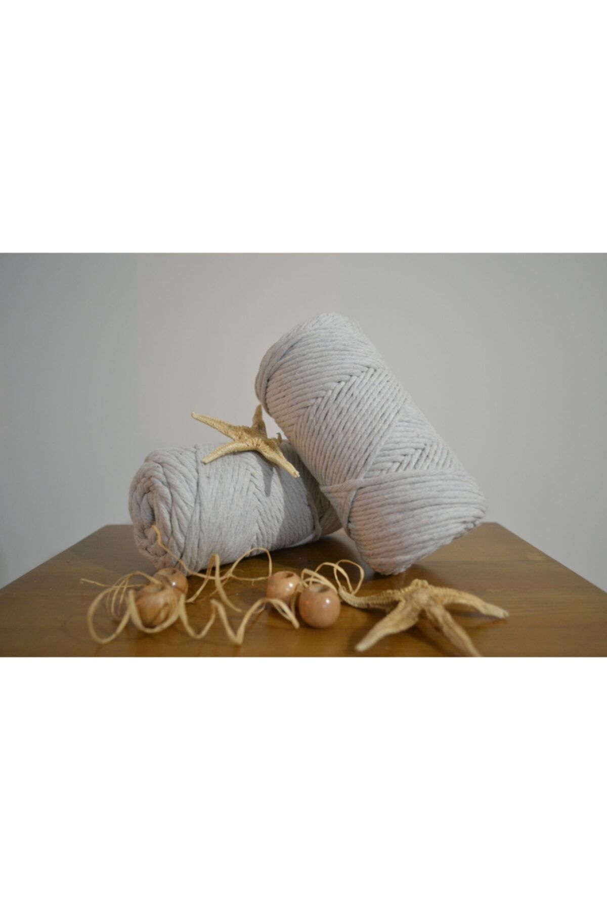 CAN DENİZ ART-3mm Light Gray Single Twist Scannable Macrame Thread 250gr 1