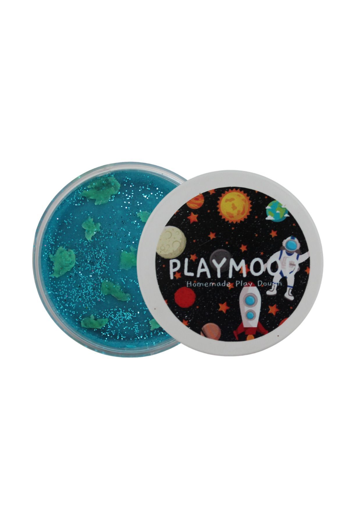 Playmood-125 g Natural Play Dough - Glitter and World Pattern 2