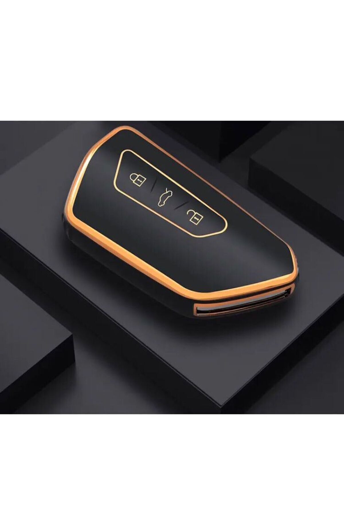 ŞENYILDIZ AKSESUAR Yeni Tiguan 2024 Ve Üzeri Uyumlu Anahtar Koruma Kılıfı Siyah Altın 2.Resime Bakınız