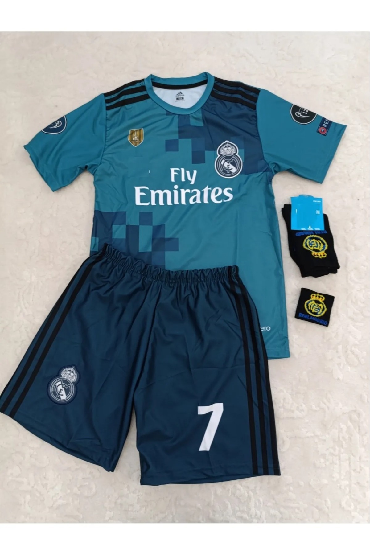 After Party Ronaldo Kısa Kol Turkuaz 4 Lü Set Çocuk Formasıı