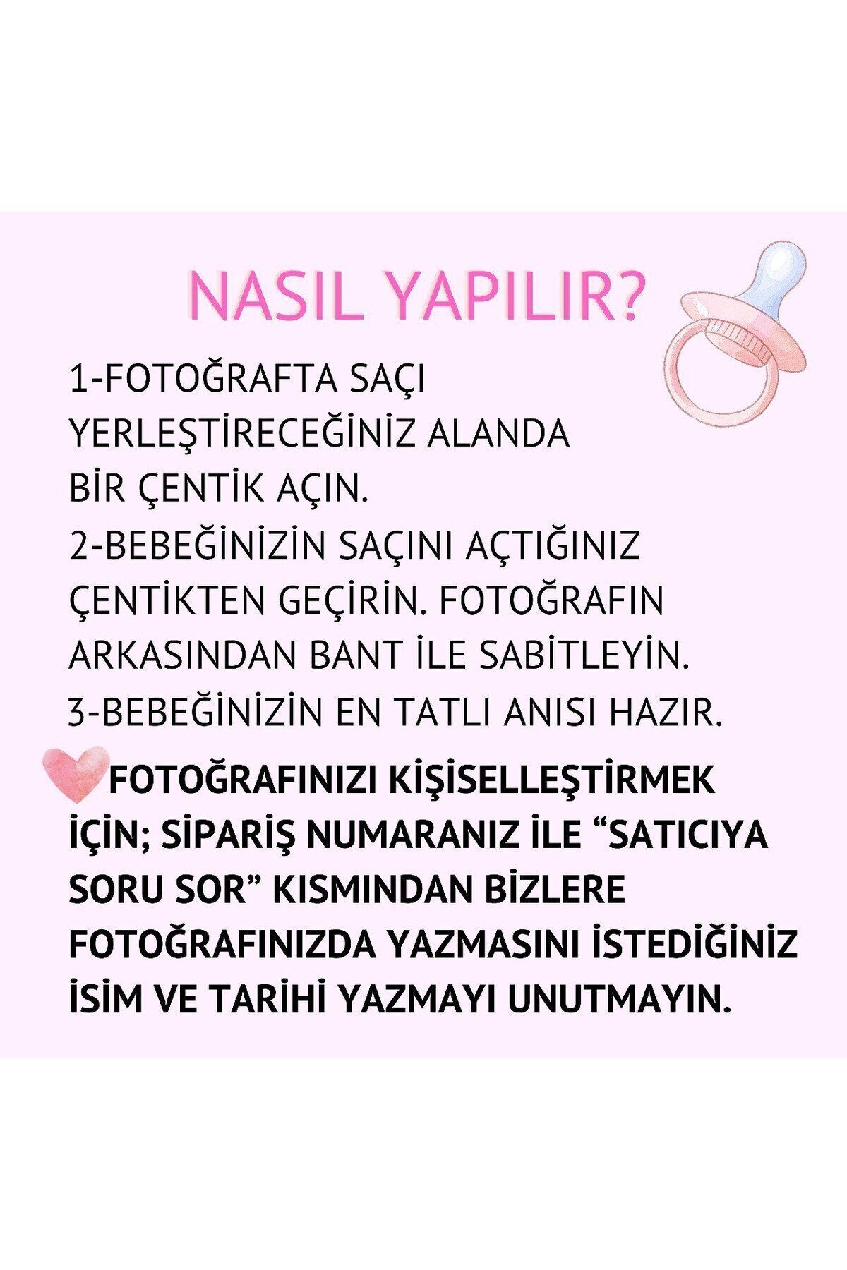 Zift Store İlk Saçım Çerçeveli Bebek Anı Kartı İle Bebeğimin İlk Saç Hatırası (KİŞİYE ÖZEL İSİM VE TARİH) fotoğrafı 7 (önizleme)