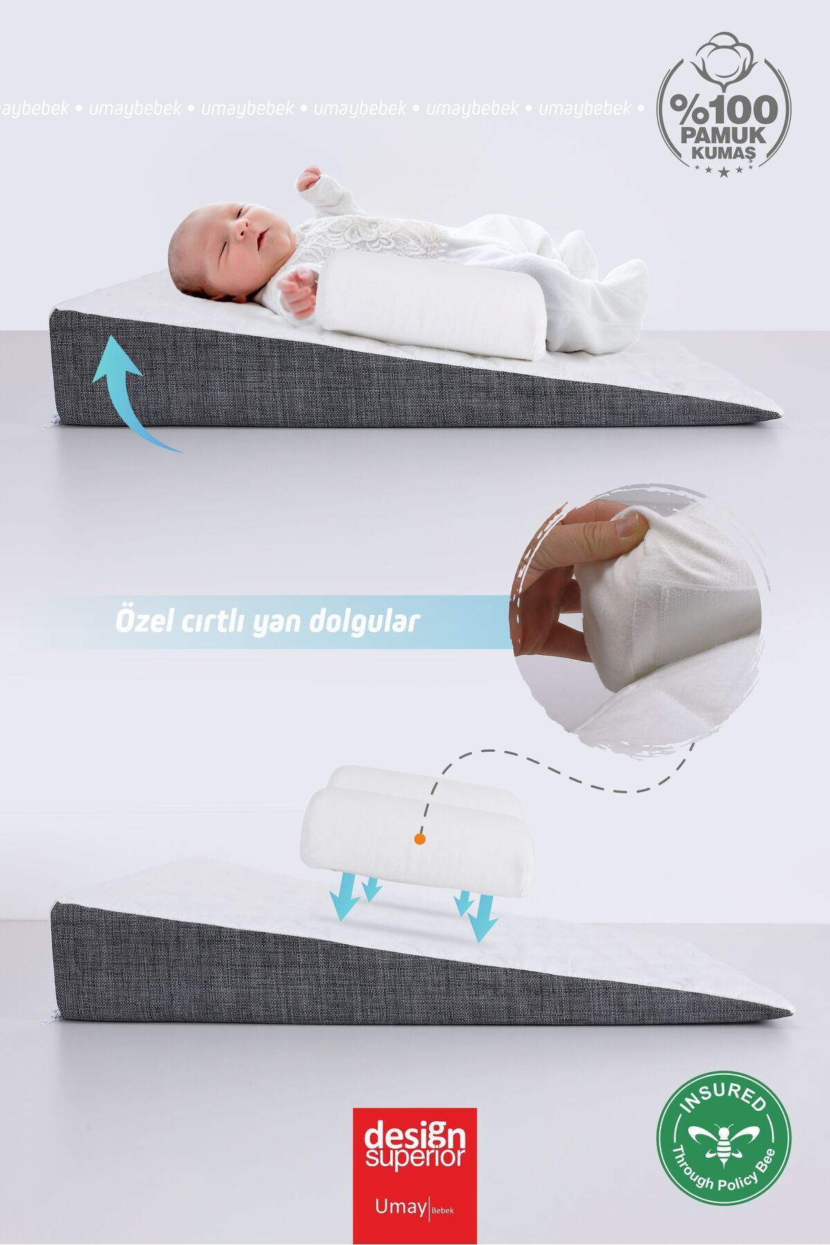 Umaybebek Bebek Reflü Yatağı, Fermuarlı, Yıkanabilir Kılıf, Yatak, %100 Pamuk Kumaş fotoğrafı 2 (önizleme)