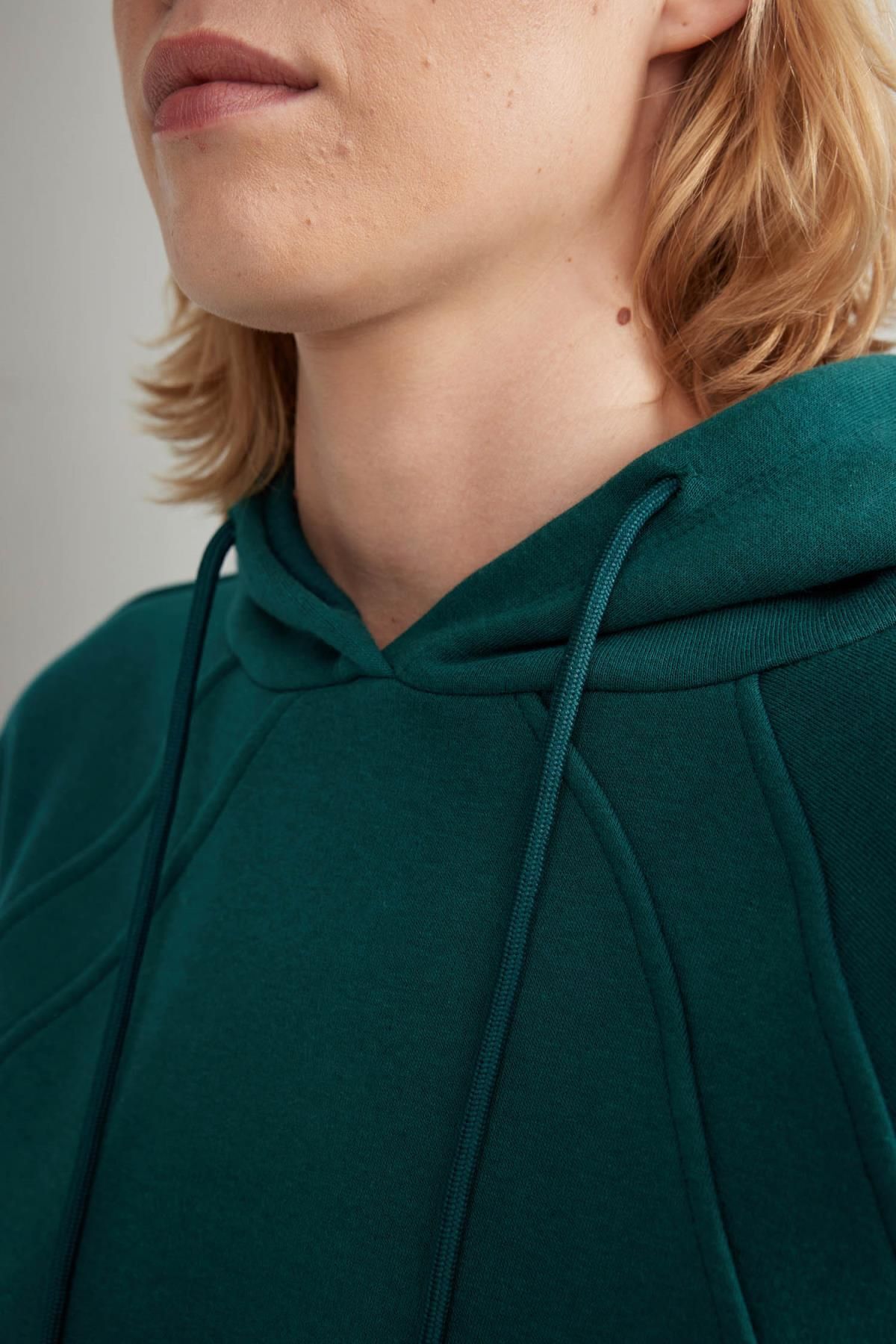 DeFacto-Fit Oversize Fit Χοντρό αθλητικό φούτερ με κουκούλα B0415ax23au 5