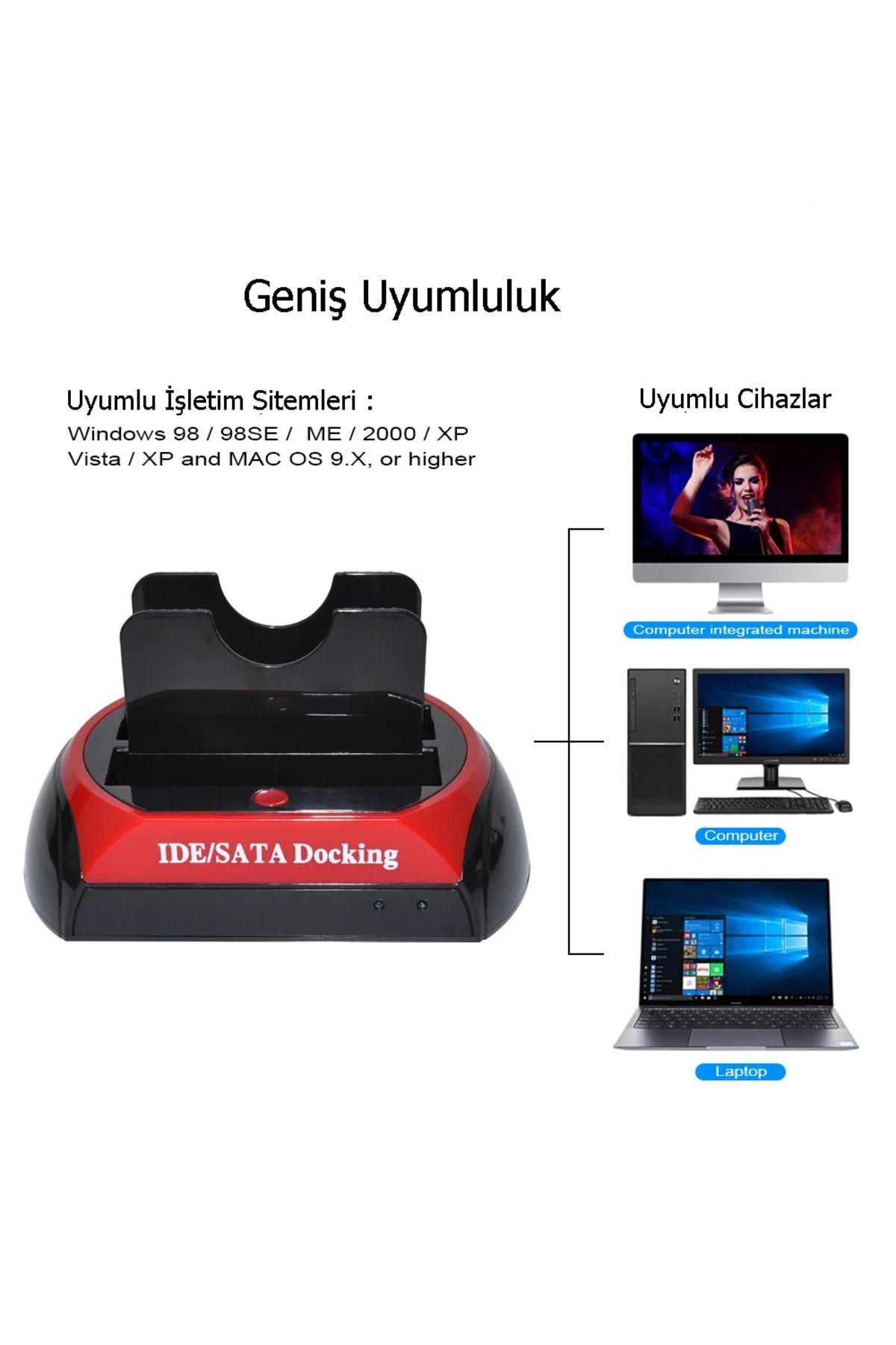 Harici Usb 3.0 Docking Combo Kart Okuyucu 2.5 / 3.5 Ide Sata Hdd Station 3