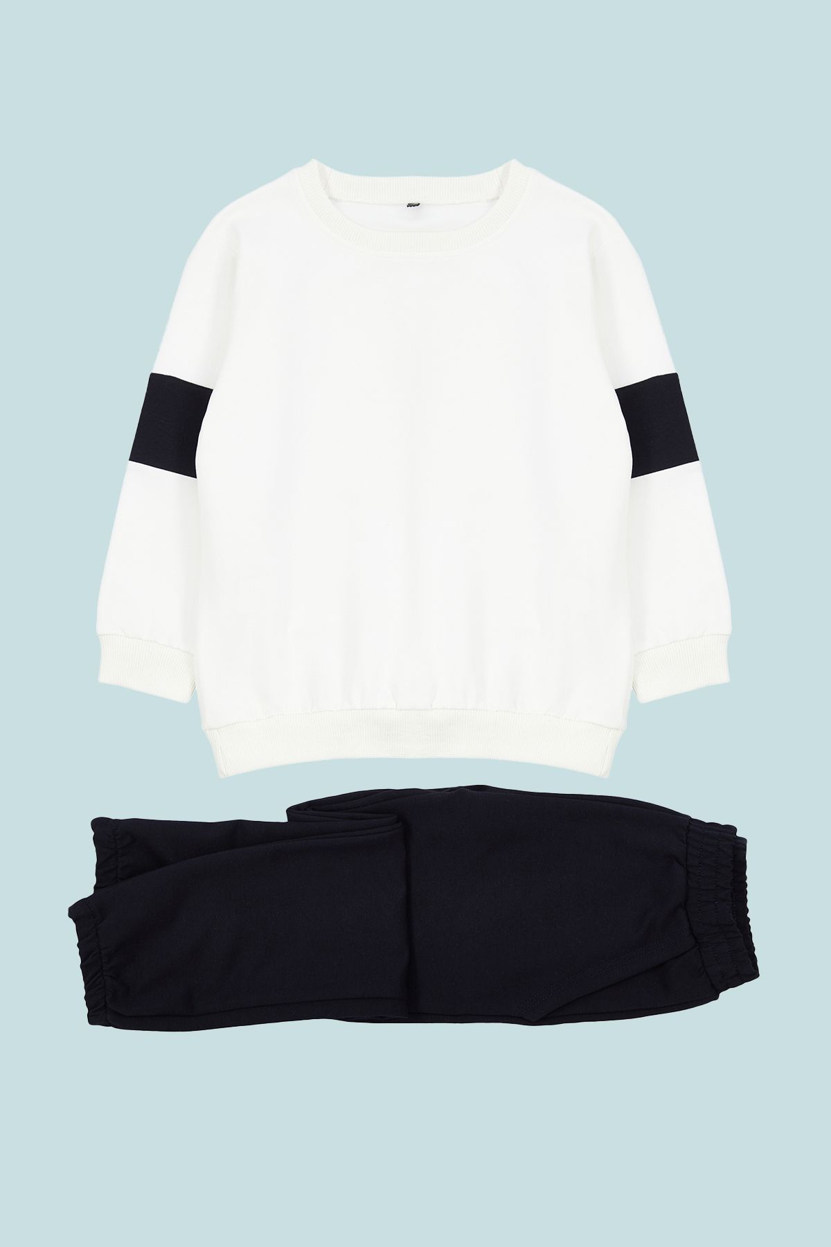 TRENDYOLKIDS-Chlapecká sada mikiny a tepláků z ecru bavlny - Color Block, TKDAW25AU00019 1