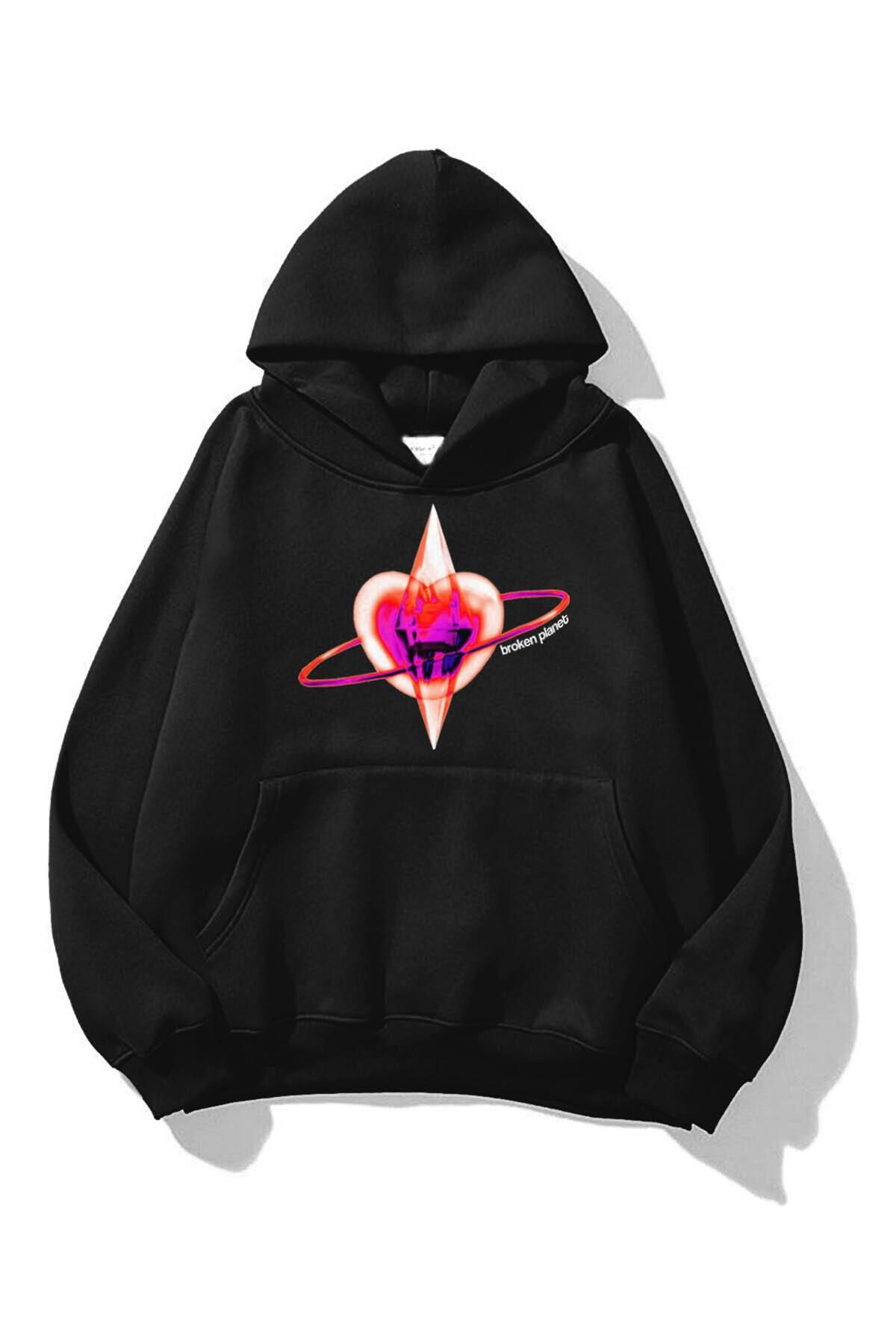 Trendiz-Unisex Broken Planet Sweatshirt Hoodie Black 1