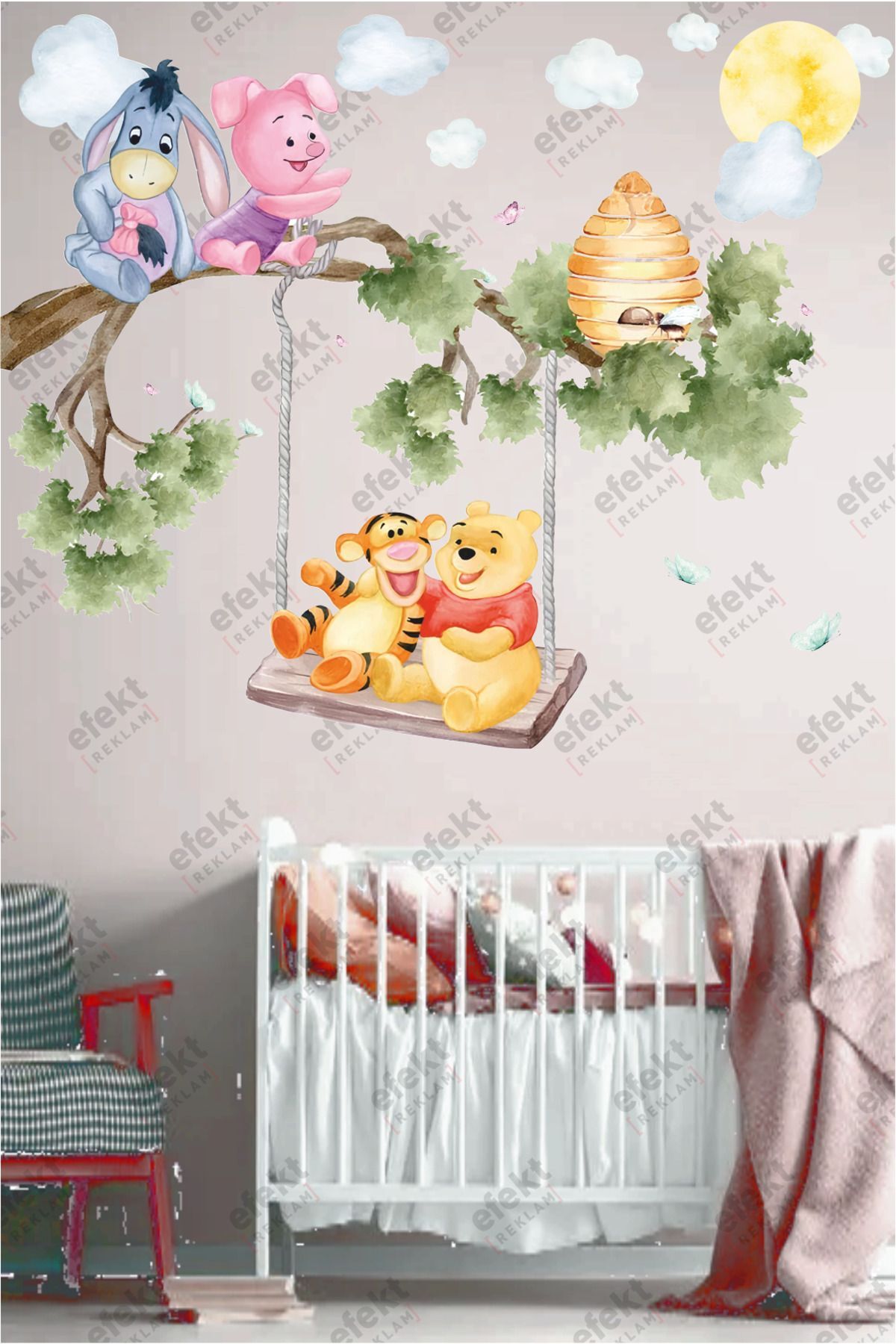 efekt reklam Ayıcık ve Arkadaşları Salıncak Keyfi Çocuk Odası-Kreş Anaokulu-Kapı-Duvar Yapışkanlı Sticker Seti fotoğrafı 2 (önizleme)