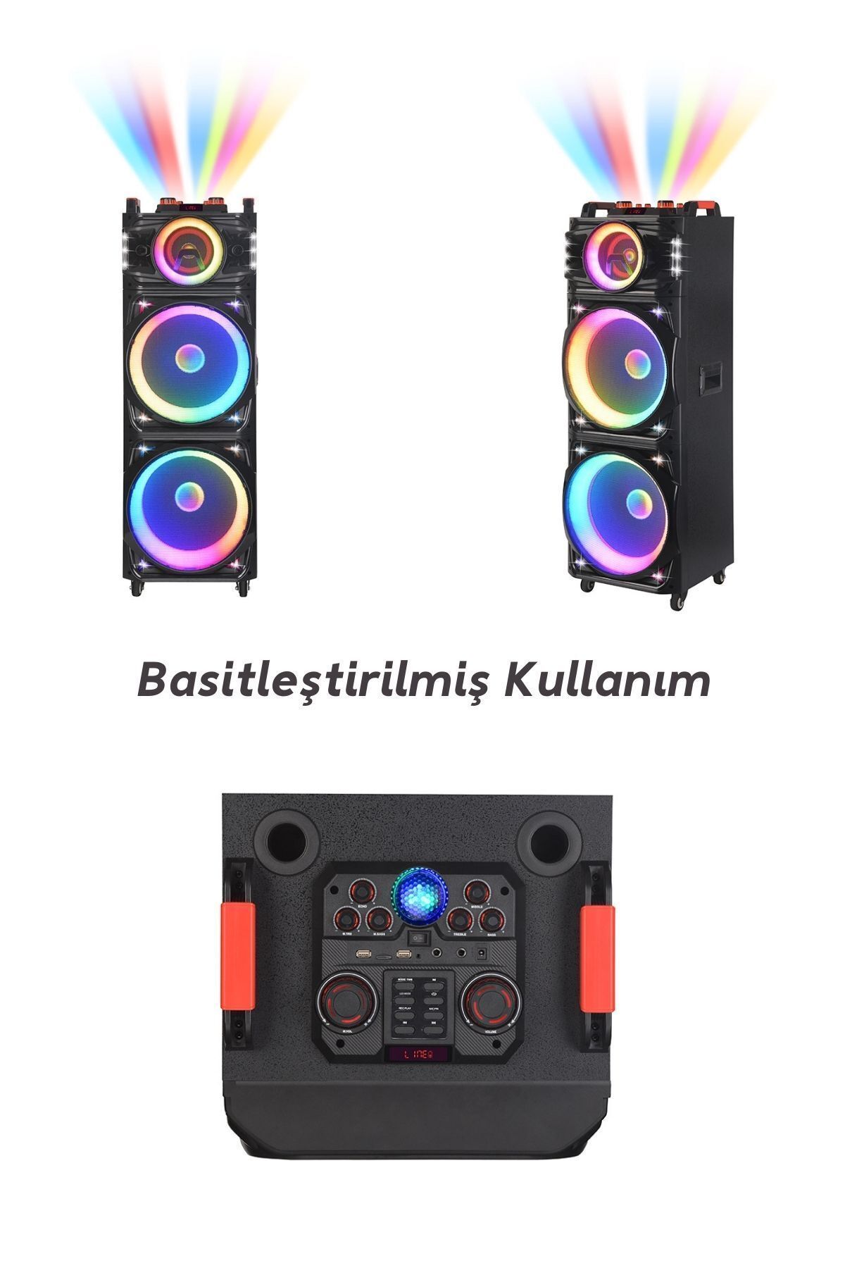 Bluetooth Hoparlör Parti Hoparlörü Karaoke Mikrofon Hediyeli Işıklı Ses Bombası  Usb Sd Girişli