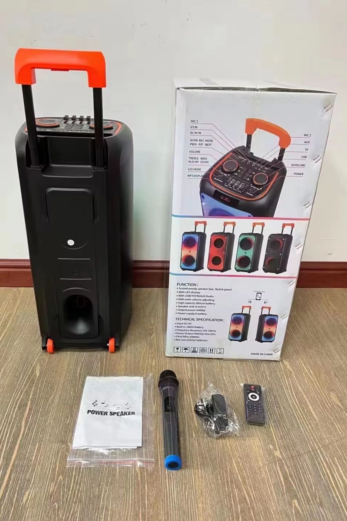 Bluetooth Hoparlör Parti Hoparlörü Karaoke Mikrofon Hediyeli Işıklı Ses Bombası  Usb Sd Girişli
