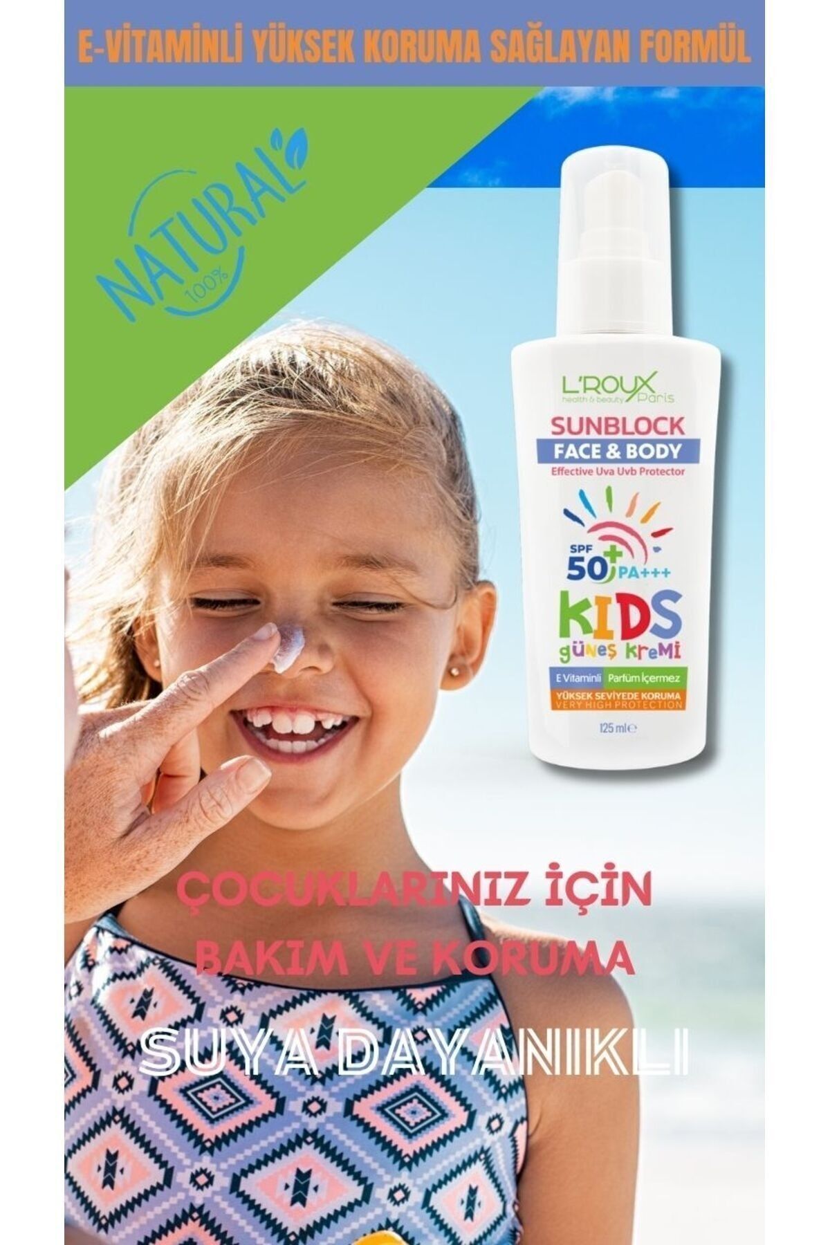 L'roux health & beauty Miniklerin Hassas Cildi Güneşte Güvende: Yüksek Korumalı Çocuk Güneş Kremi Spf 50 (125ML) fotoğrafı 5 (önizleme)