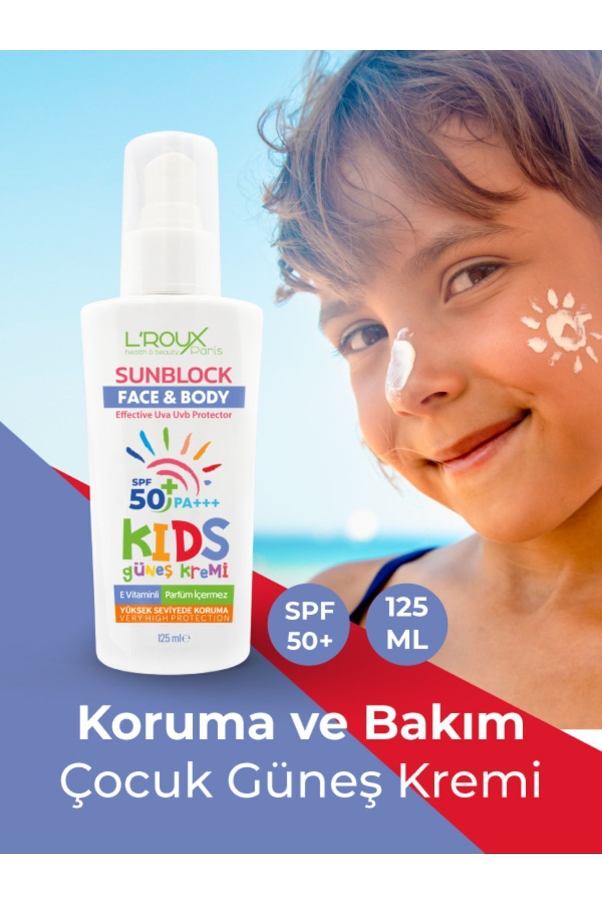 L'roux health & beauty Miniklerin Hassas Cildi Güneşte Güvende: Yüksek Korumalı Çocuk Güneş Kremi Spf 50 (125ML) fotoğrafı 4 (önizleme)
