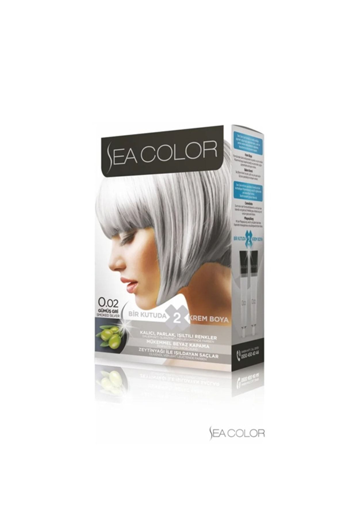seacolor Sea Color 0.02 Gümüş Gri Krem Saç Boyası 2'li Paket