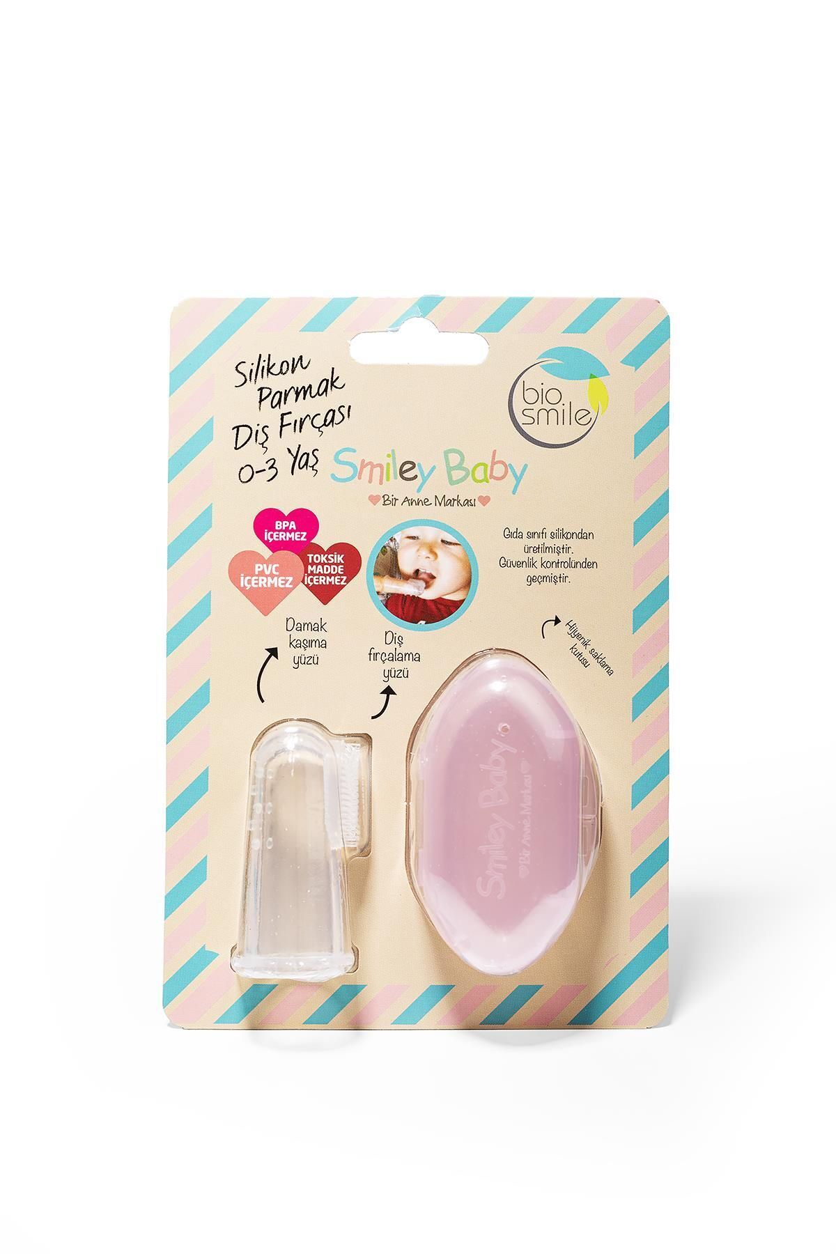 Smiley Baby Baby Pembe Saklama Kaplı Parmak Fırça