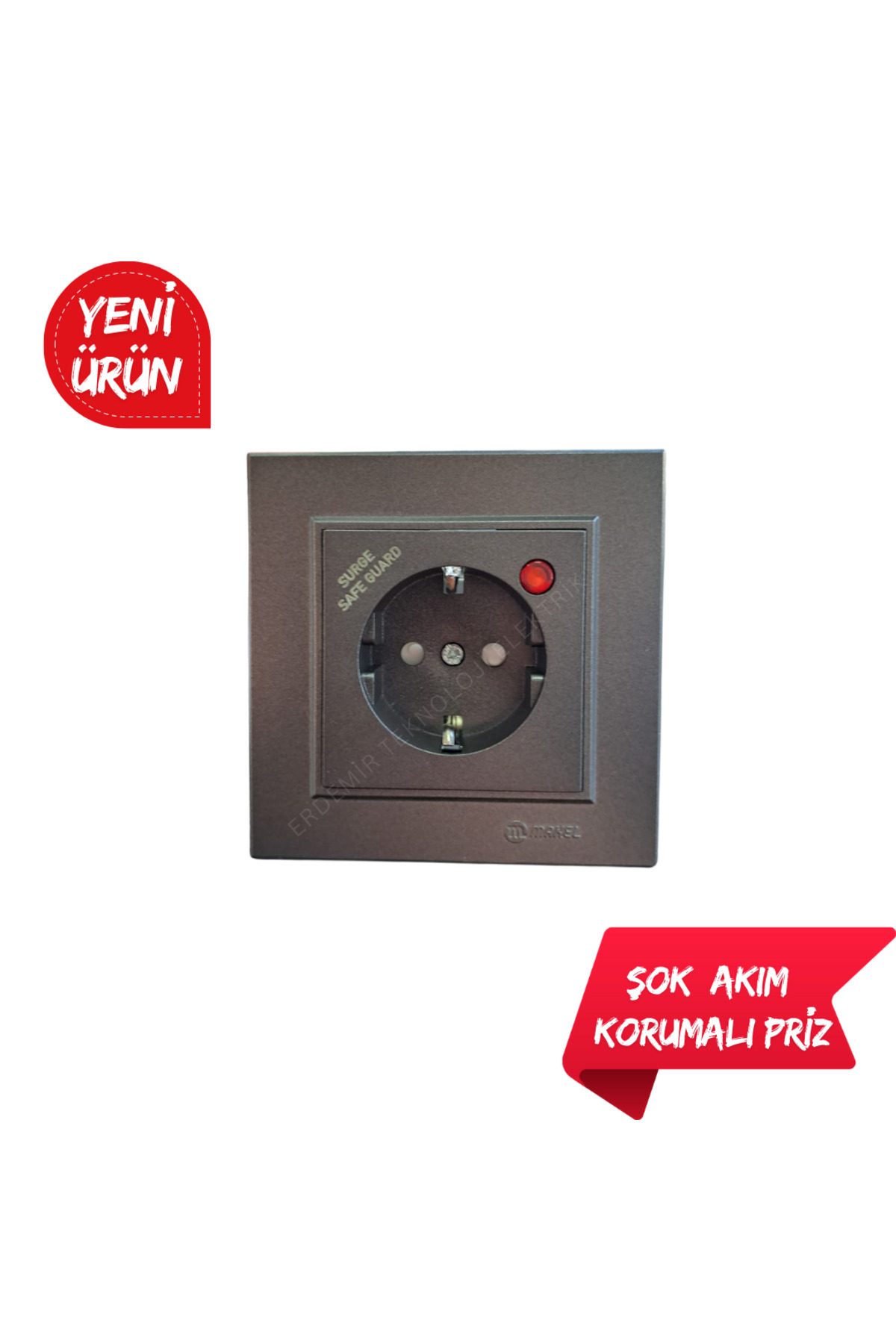 MAKEL KAREA FÜME SIVA ALTI ŞOK AKIM KORUMALI TOPRAKLI PRİZ+ TEKLİ ÇERÇEVE