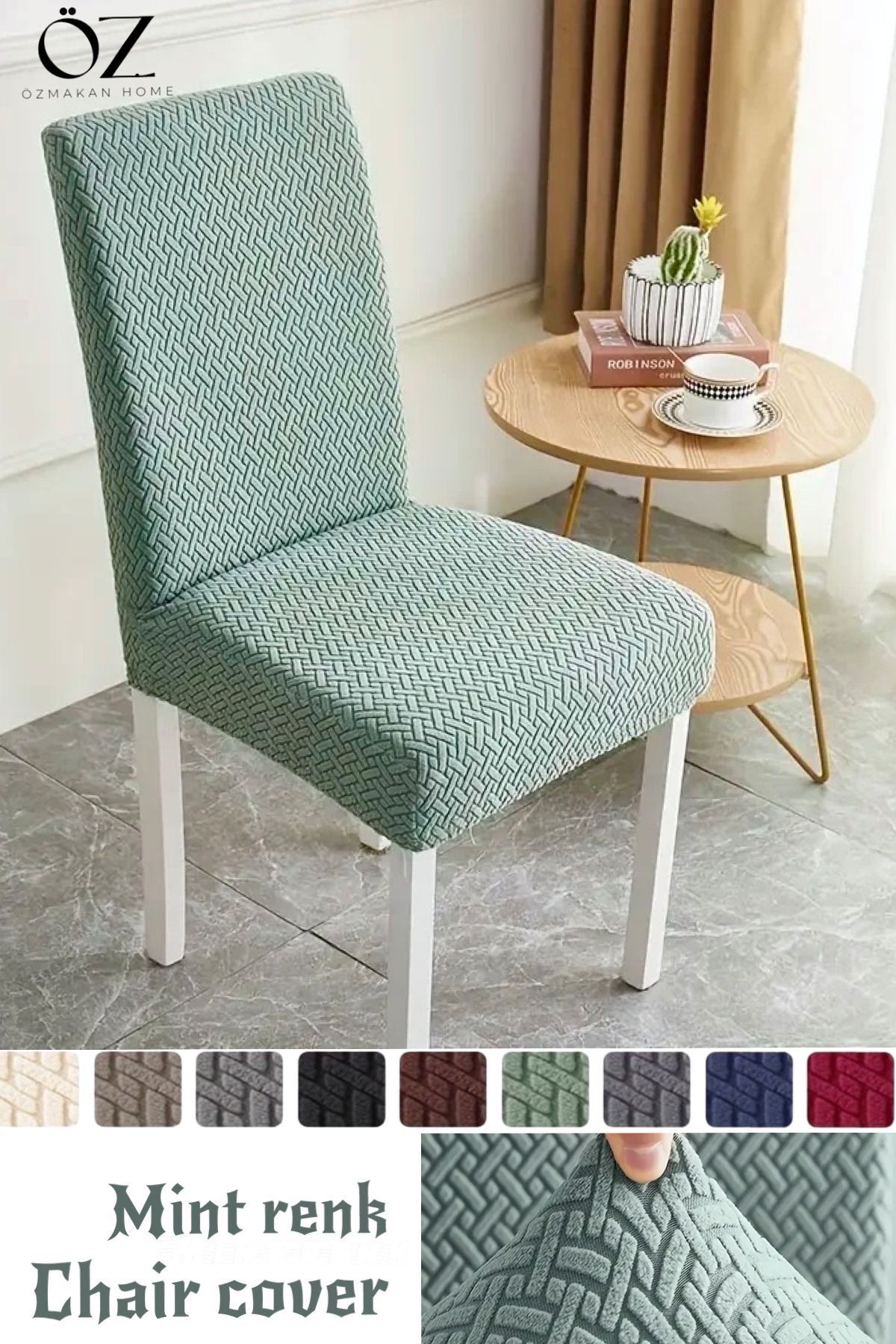 OZMAKAN Mint Colored High Quality Chair Cover Lycra and Washable 1 Piece Trendyol