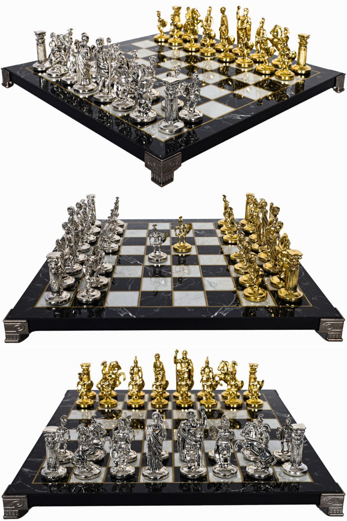 Cooper Chess-Metal Chess Set| 30cm Marble Patterned Chessboard| Ancient Roman Empire with Caesar Figure 2