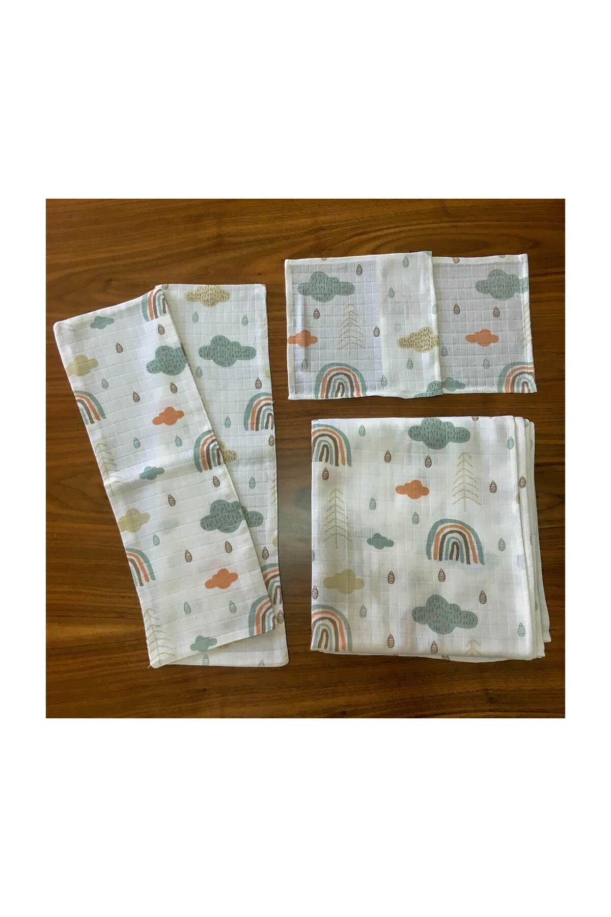 Muslin Blanket Newborn Baby Set 5 Pieces with Rainbow Figure