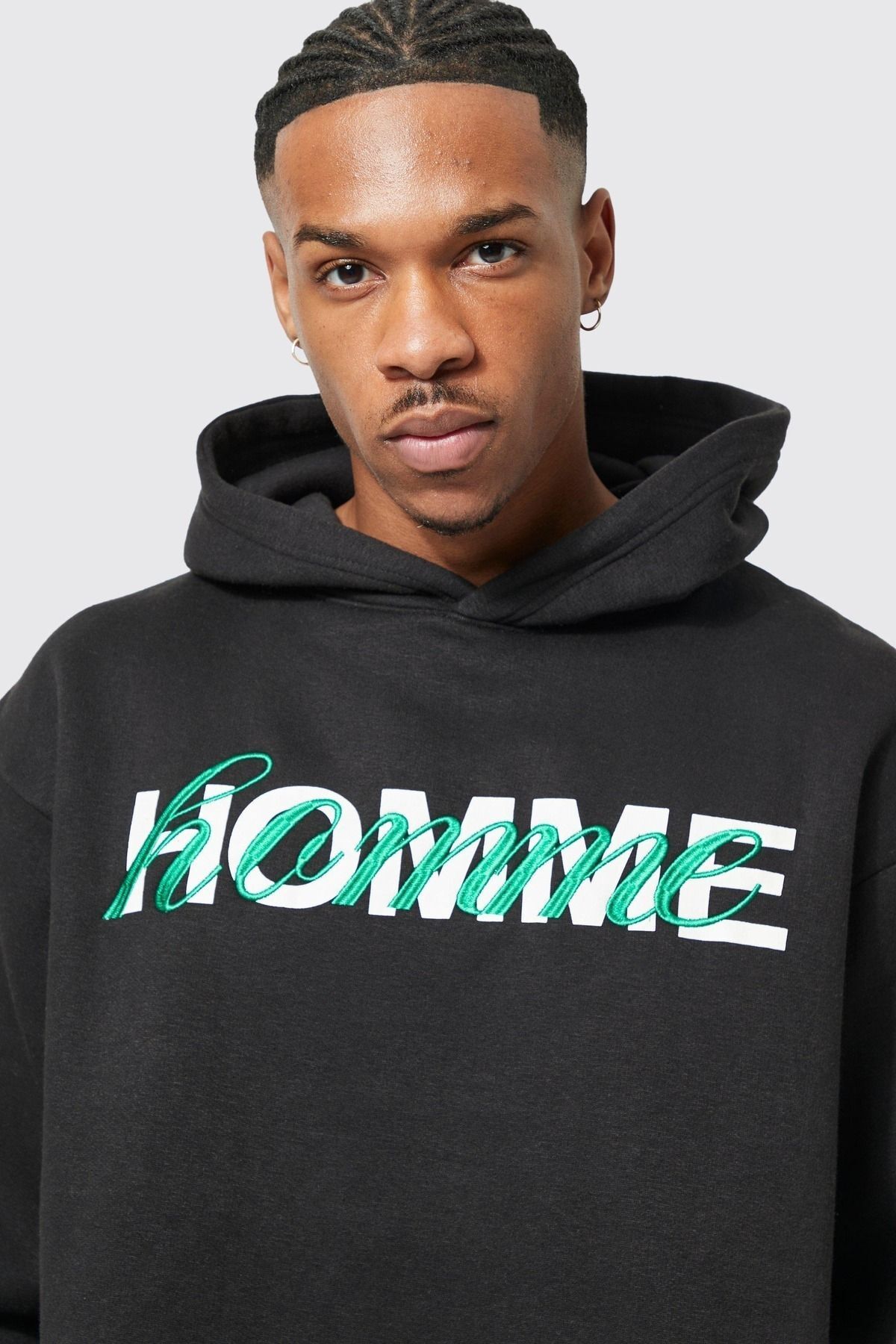 Mythologie-Homme Tracksuit Set - Black Printed Suit Jogger Sweatshirt Flare Leg Hooded 3
