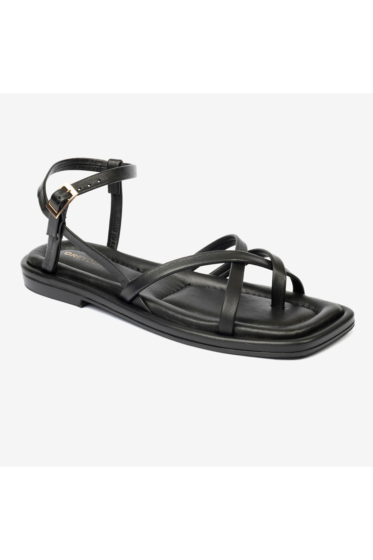 صندل چرم اصل مشکی زنانه 4y2cs59032 Greyder