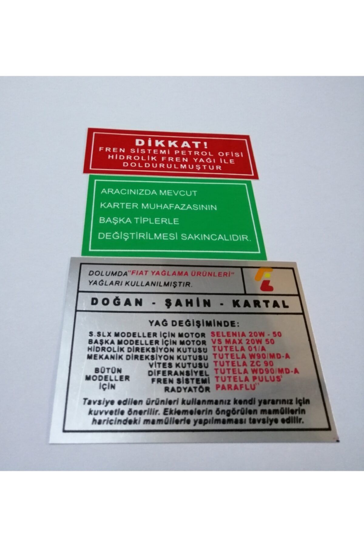 Emr-Tofaş Engine Label Set Doğan Kartal Şahin M131 Set of 3 Panel Label Set 3