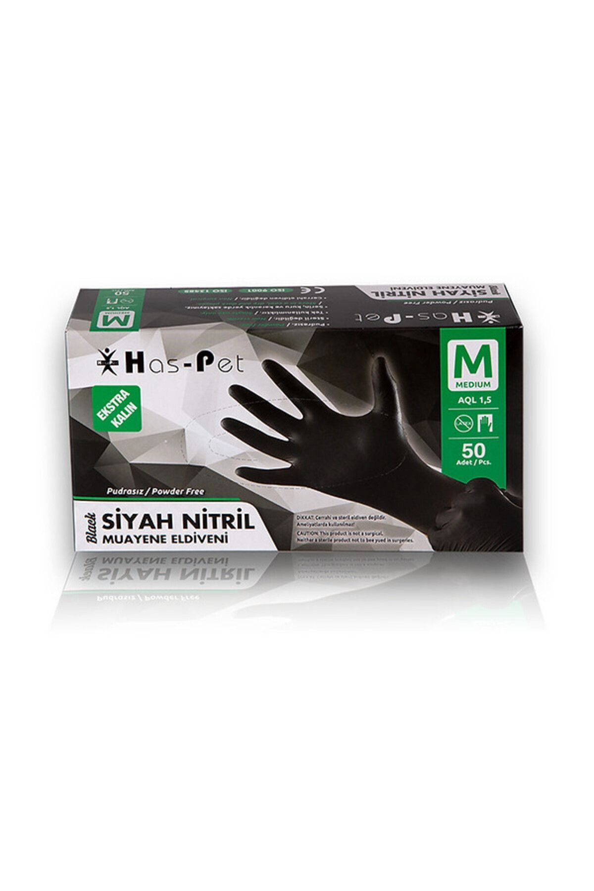 Has-Pet Siyah Nitril Ekstra Kalın Pudrasız (M Beden)