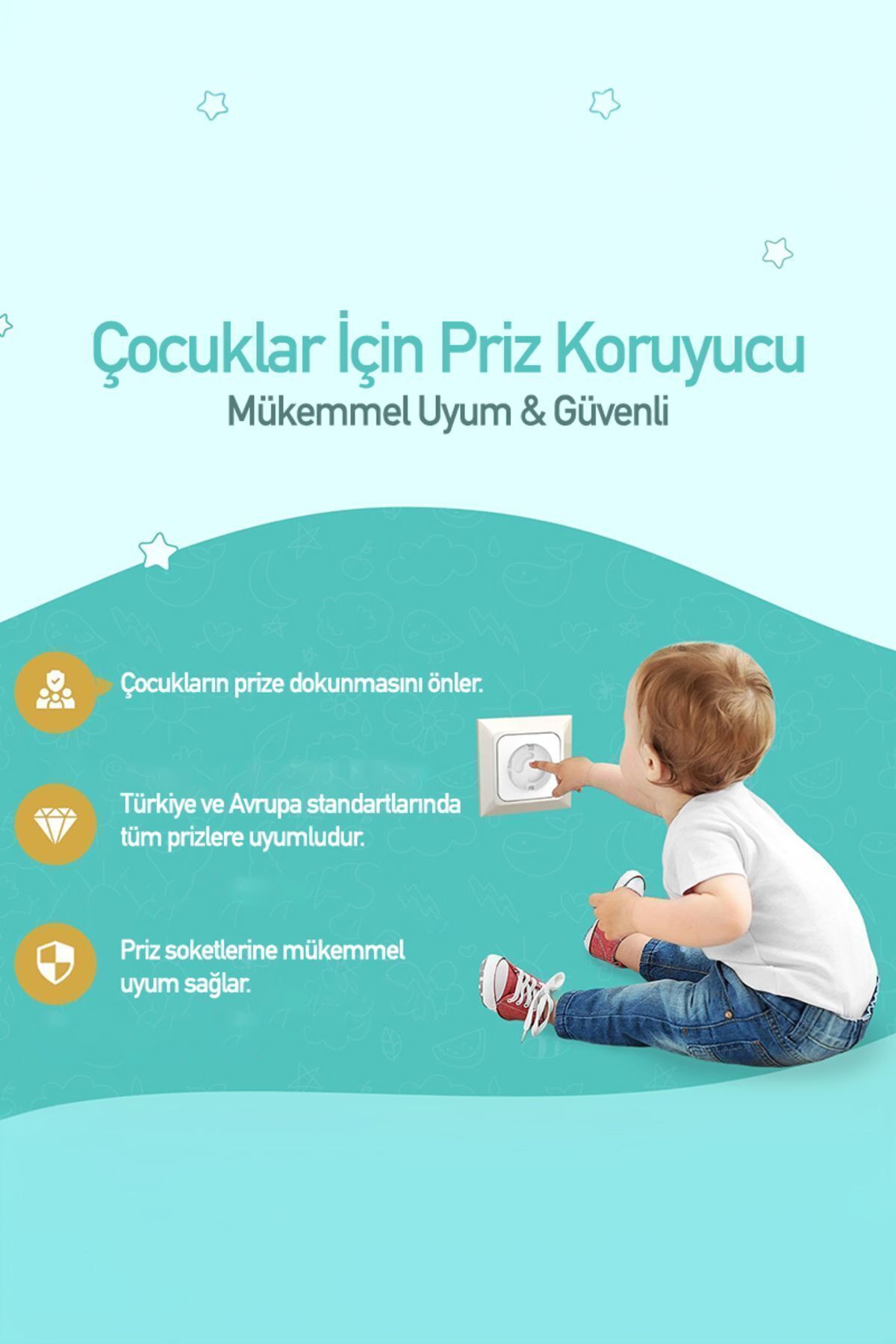 LOVEX Topraklı Elektrik Priz Koruyucu Şeffaf Elektirik Piriz Koruması Kapağı Bebek Koruma Emniyet Ürünleri fotoğrafı 2 (önizleme)