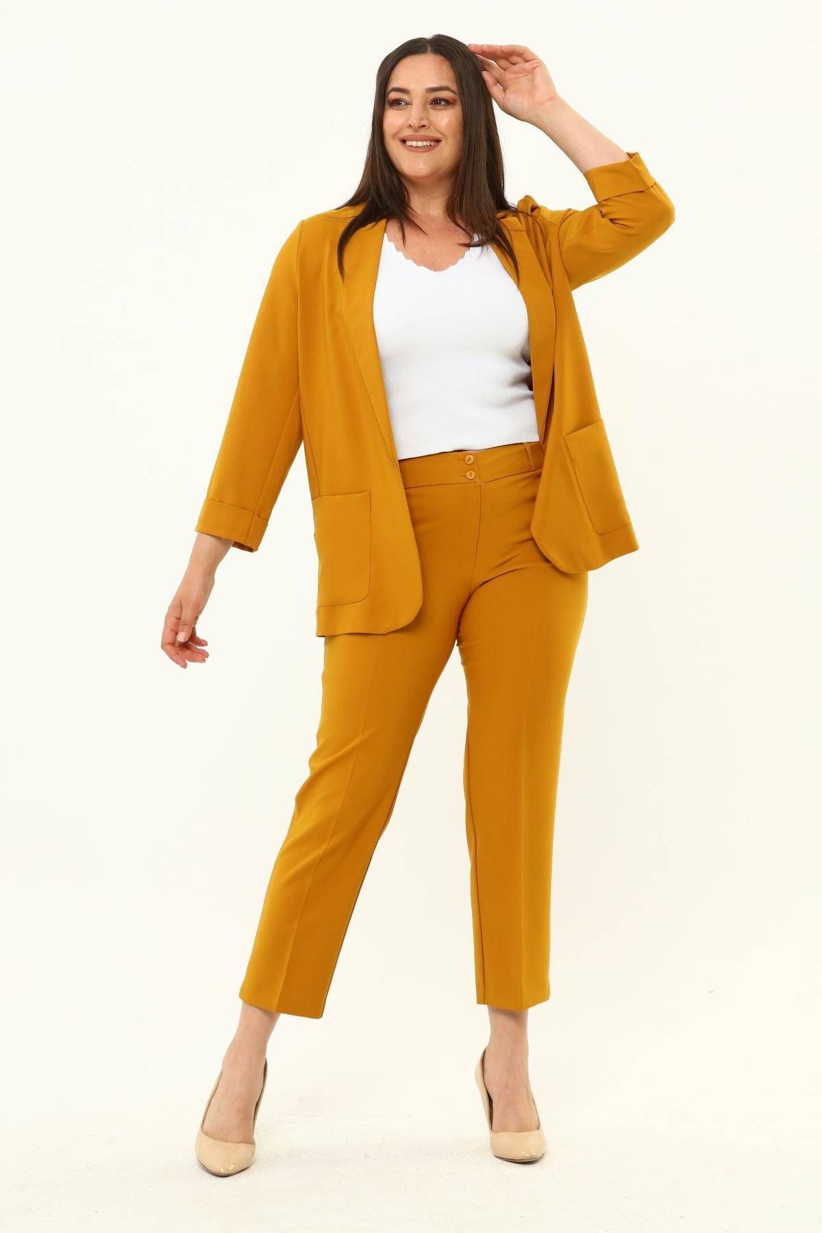 Yellow blazer women's plus size best sale
