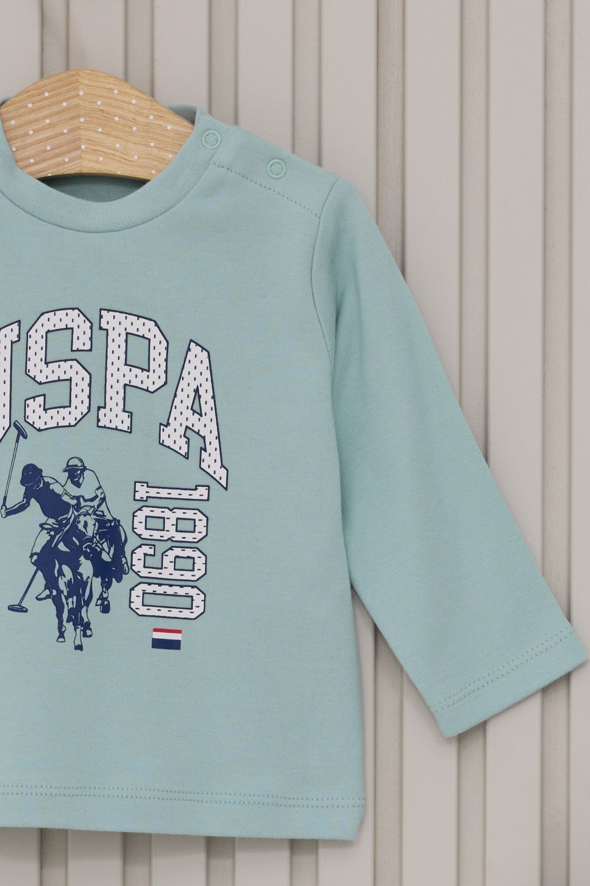 ست 2 تکه ریز نقطه نقطه نوزاد پسر با مجوز U.S. Polo Assn.