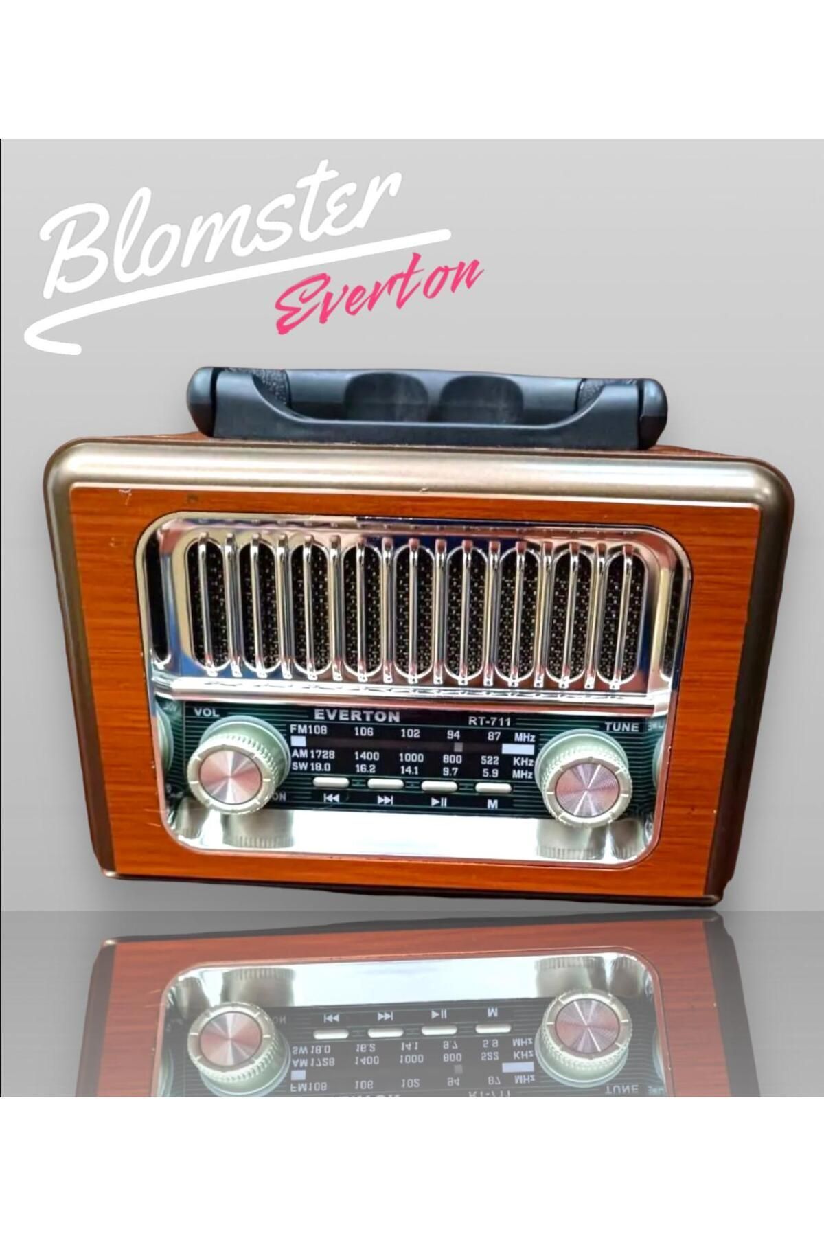 BLOMSTER Everton Rt-711 GÜNEŞ ENERJİLİ Bluetooth, Usb/sd/aux/fm Band Radyo Ahşap Nostalji Müzik Kutusu