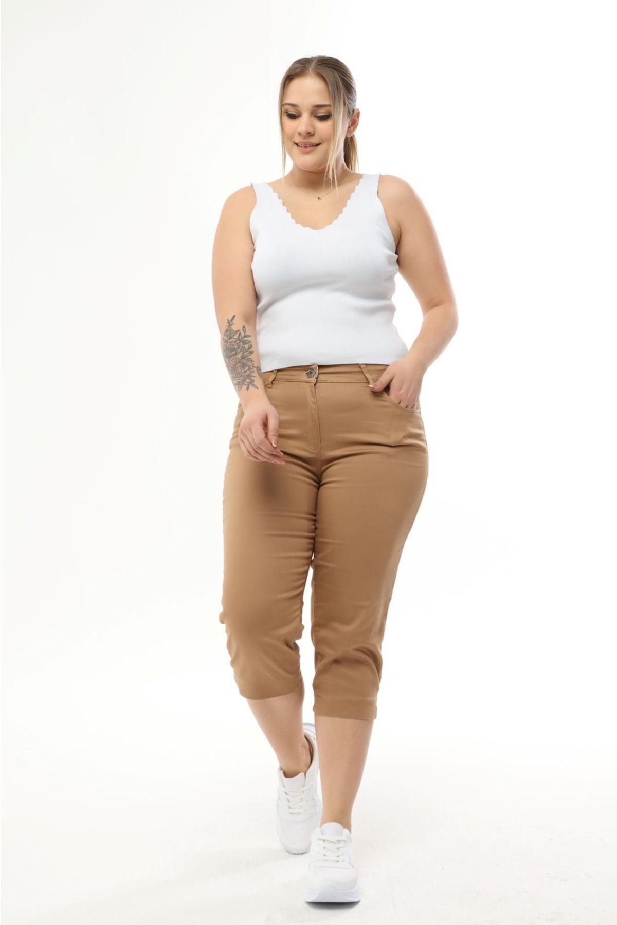 SERRA BÜYÜK BEDEN Kadın Büyük Beden Gabardin Kapri