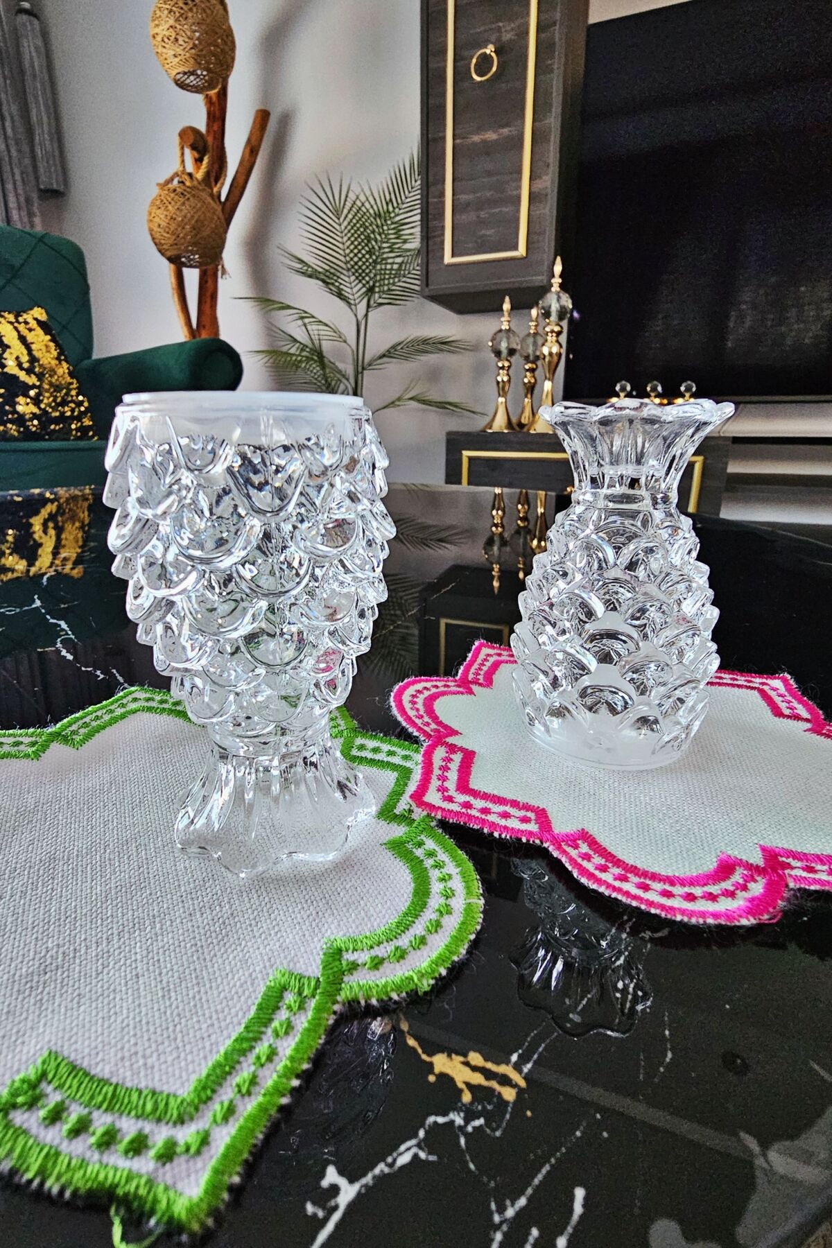 2 li Cam Ananas Model Tuzluk | Cam Tuzluk Karabiberlik | Cam Tuzluk Biberlik