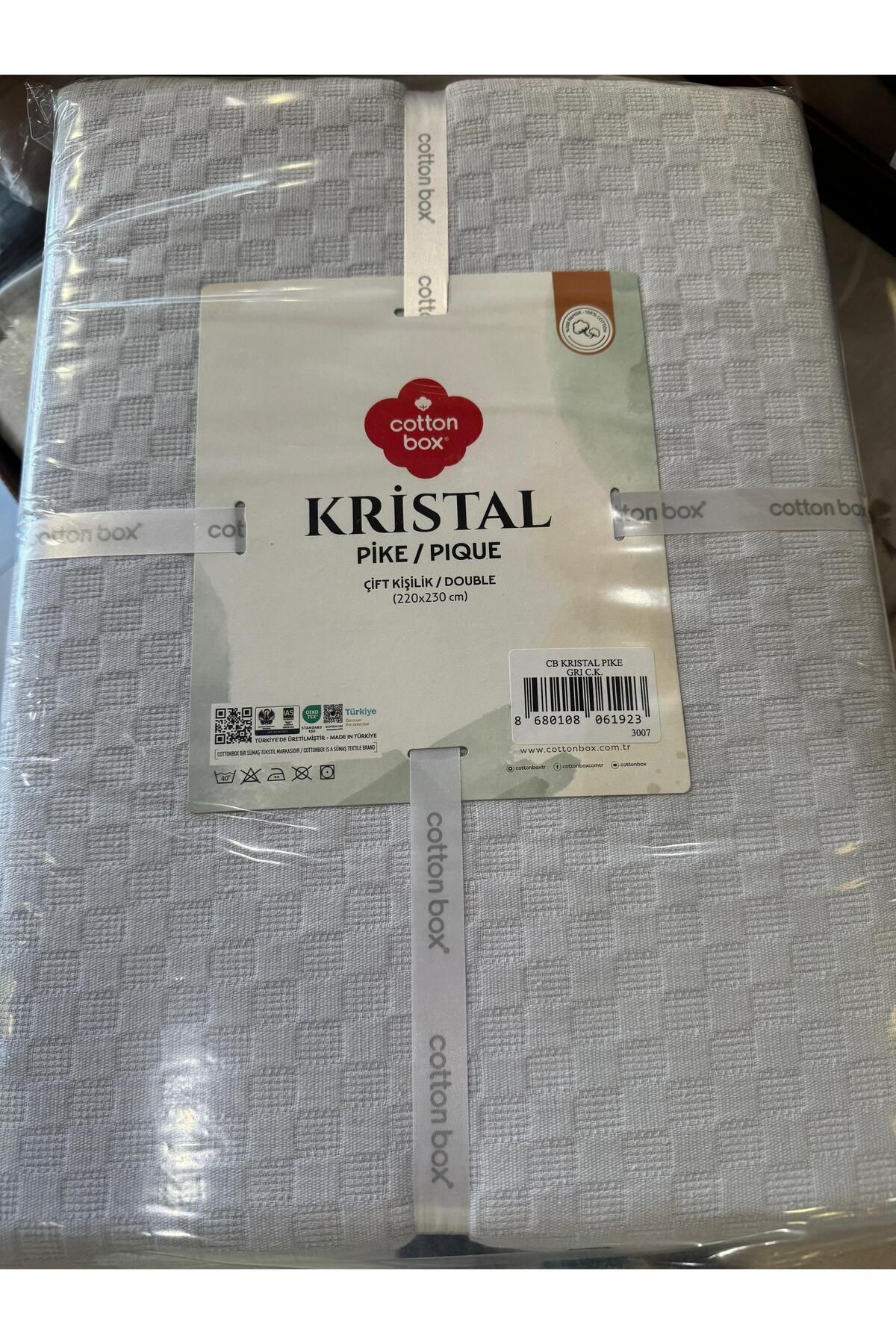 ŞENER HOME-CottonBox Single Pike - 100% Cotton, Gray Crystal Pattern, 170x230 Cm 2